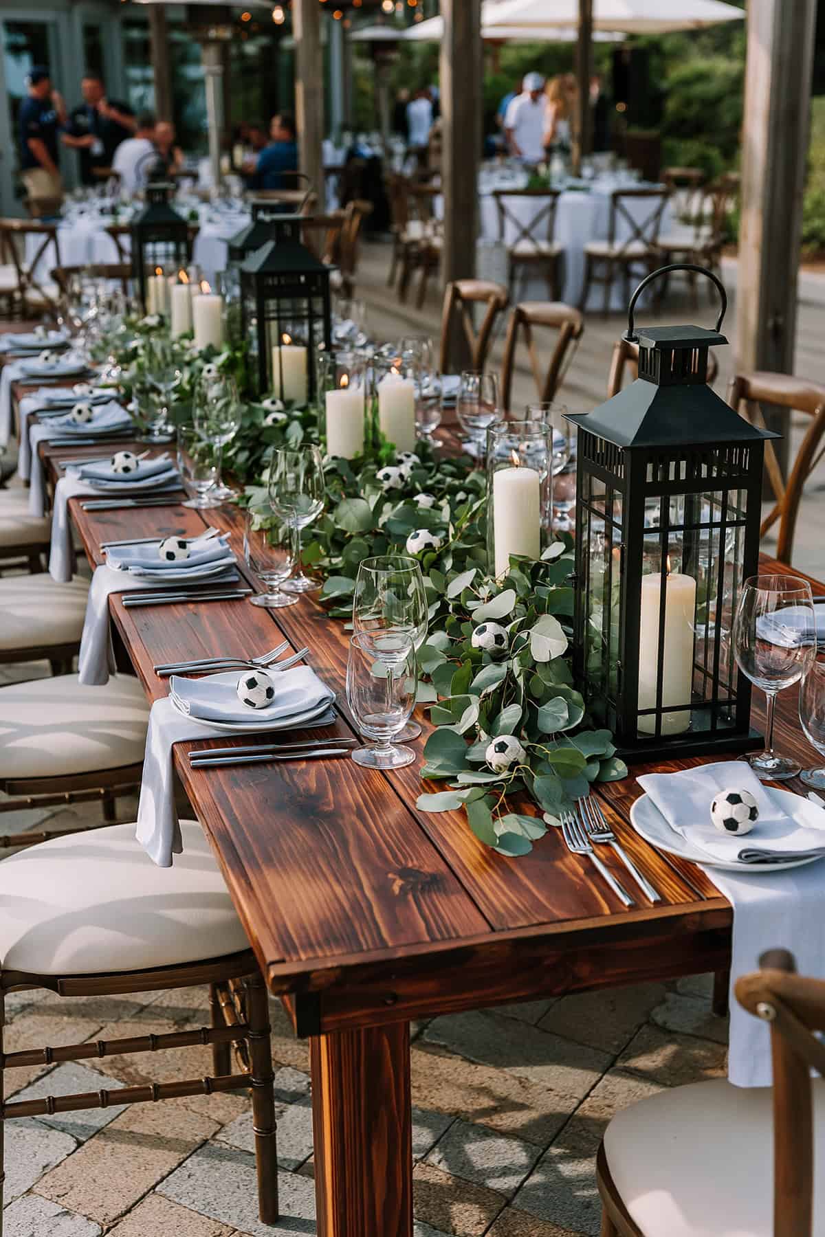 Soccer And Eucalyptus Garland Centerpiece
