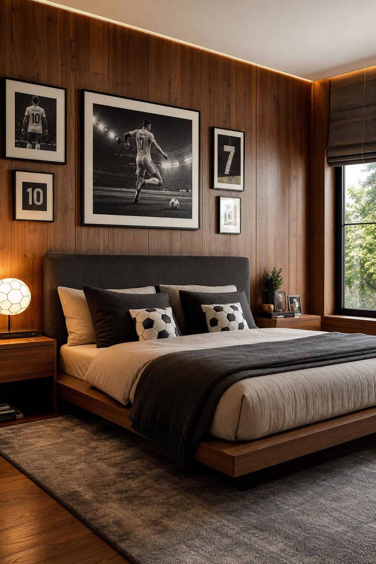 Soccer And Wood Accent Bedroom
