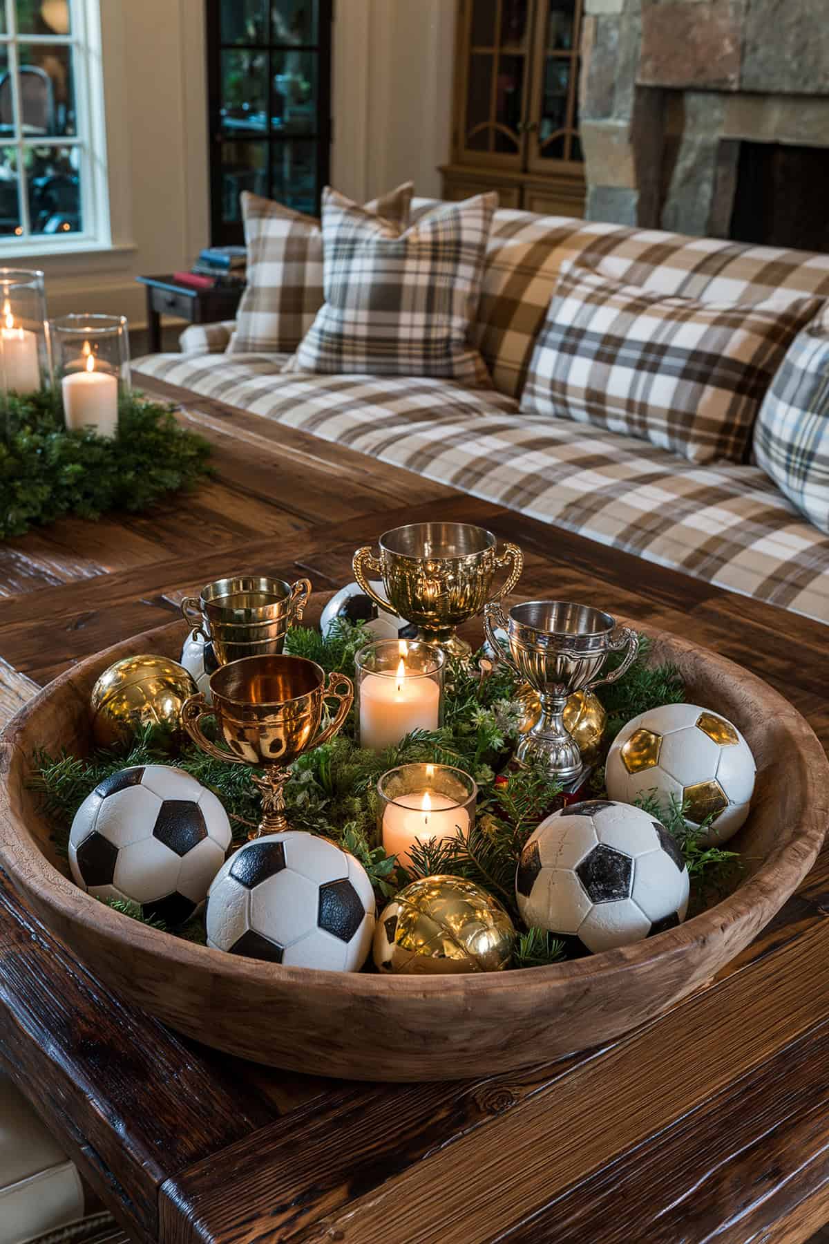 Soccer Ball And Trophy Dough Bowl Centerpiece