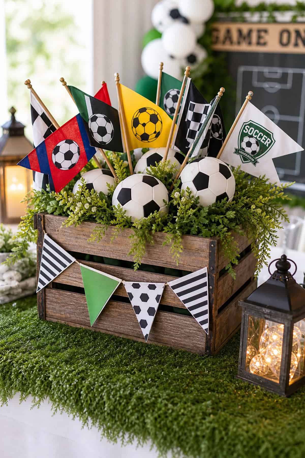 Soccer Ball Crate Centerpiece