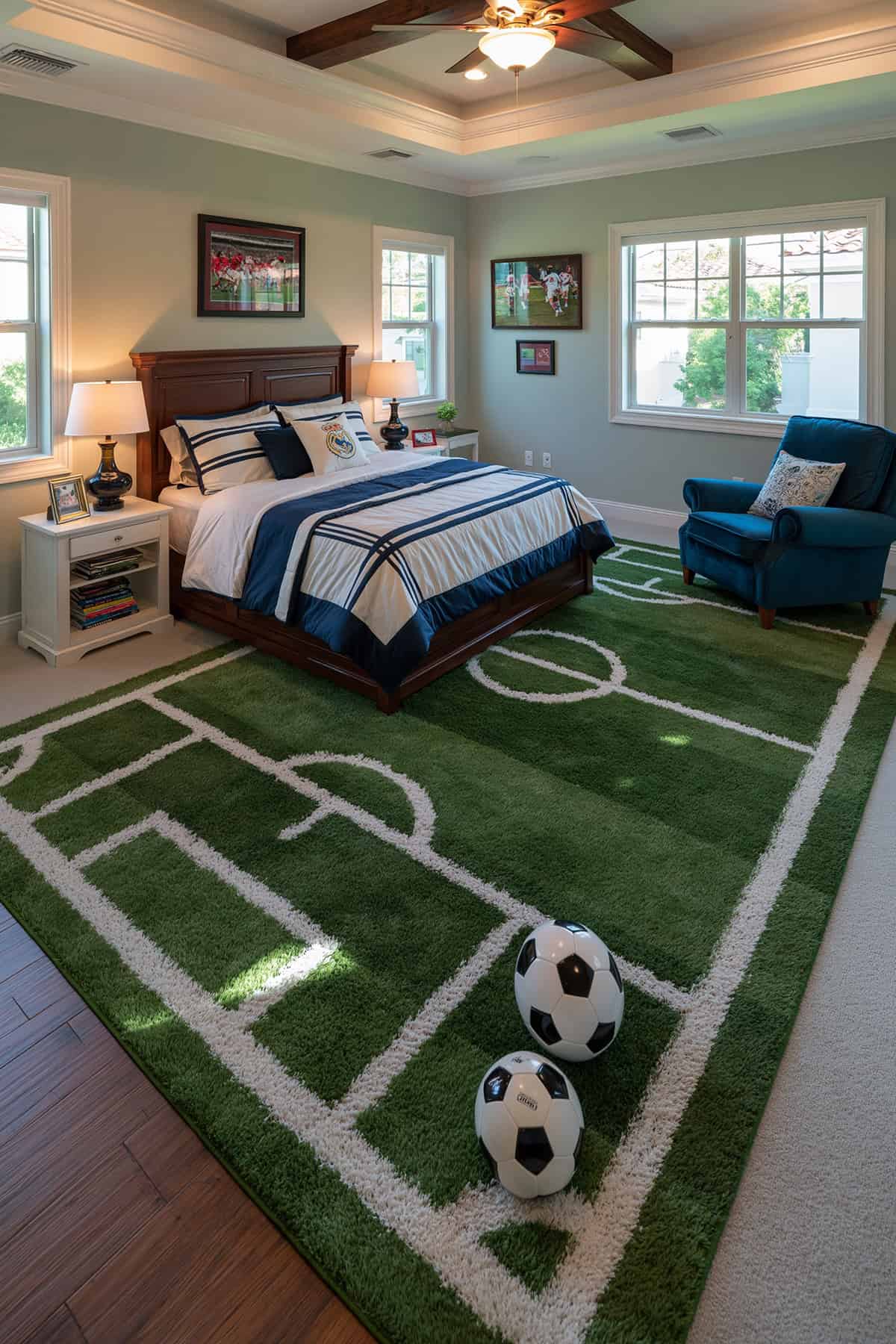 Soccer Field Rug Bedroom