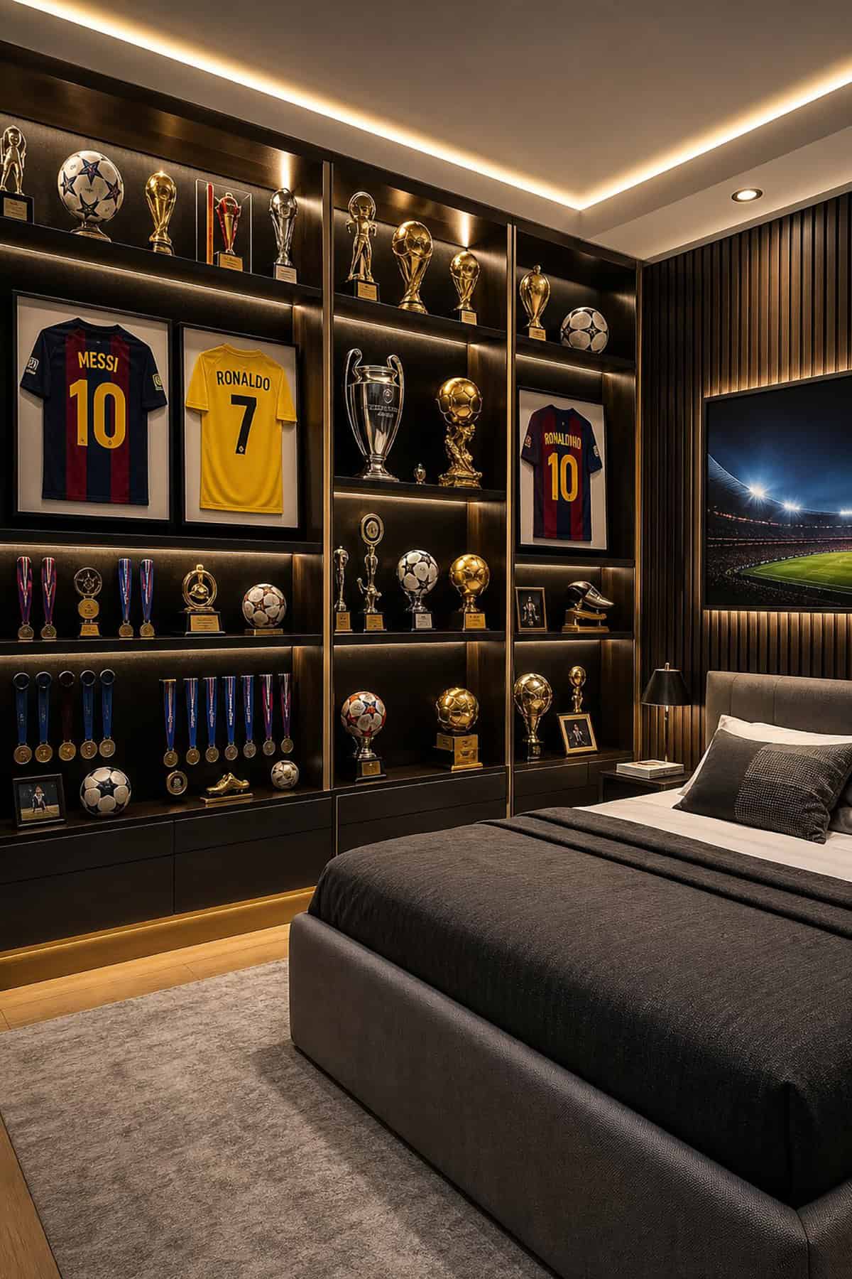 Soccer Trophy Showcase Wall