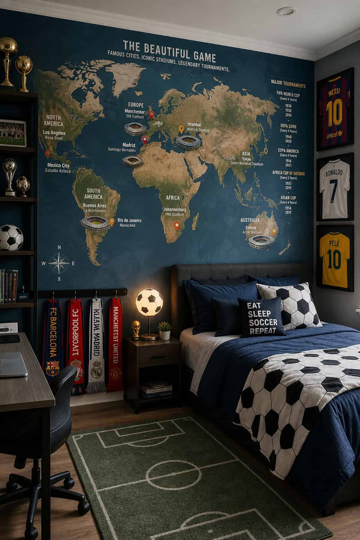Soccer World Map Bedroom