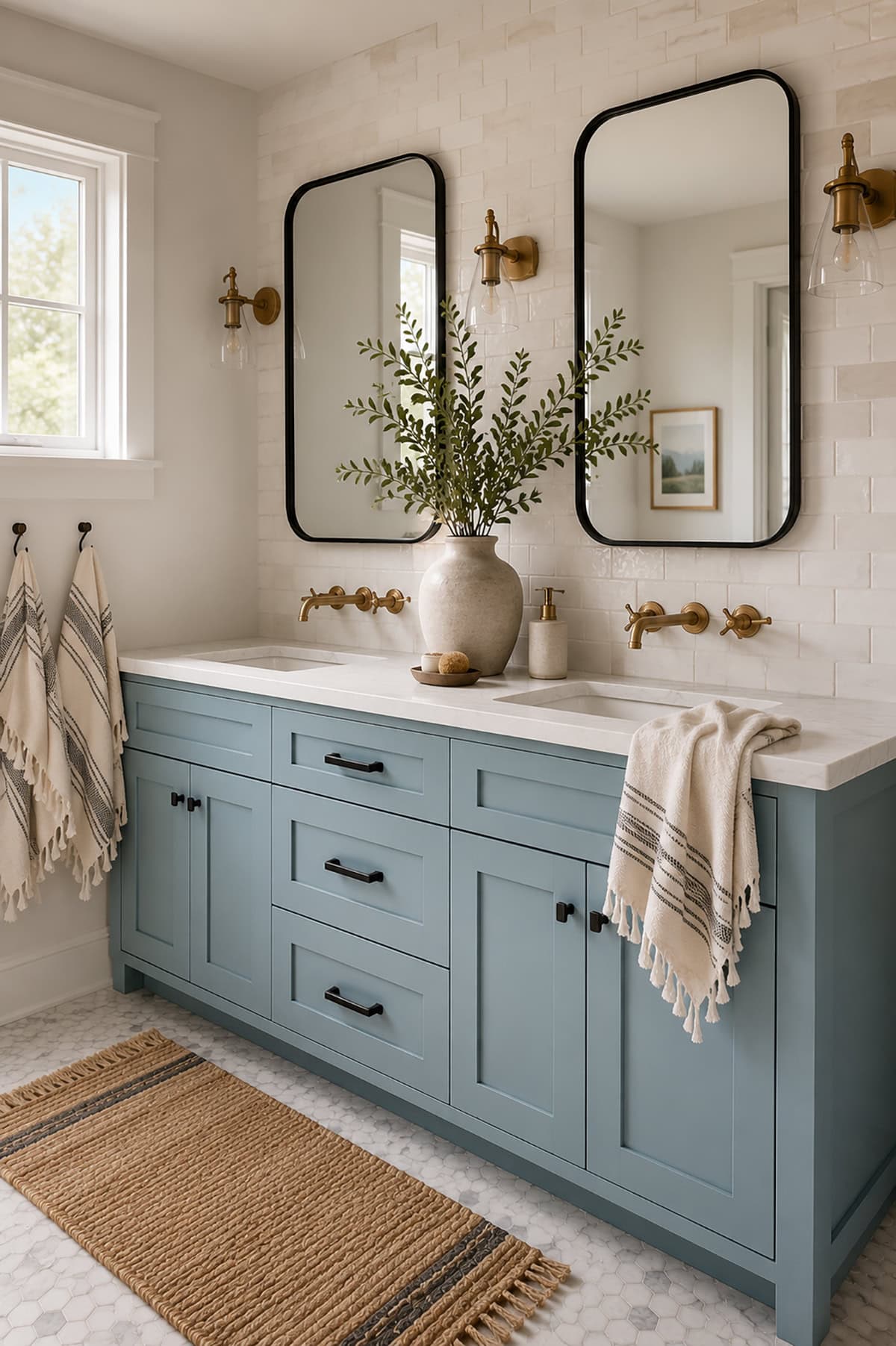 Soft Blue Double Vanity Bathroom
