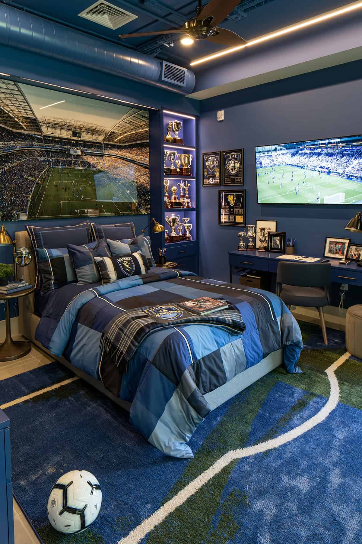 Stadium Inspired Soccer Bedroom