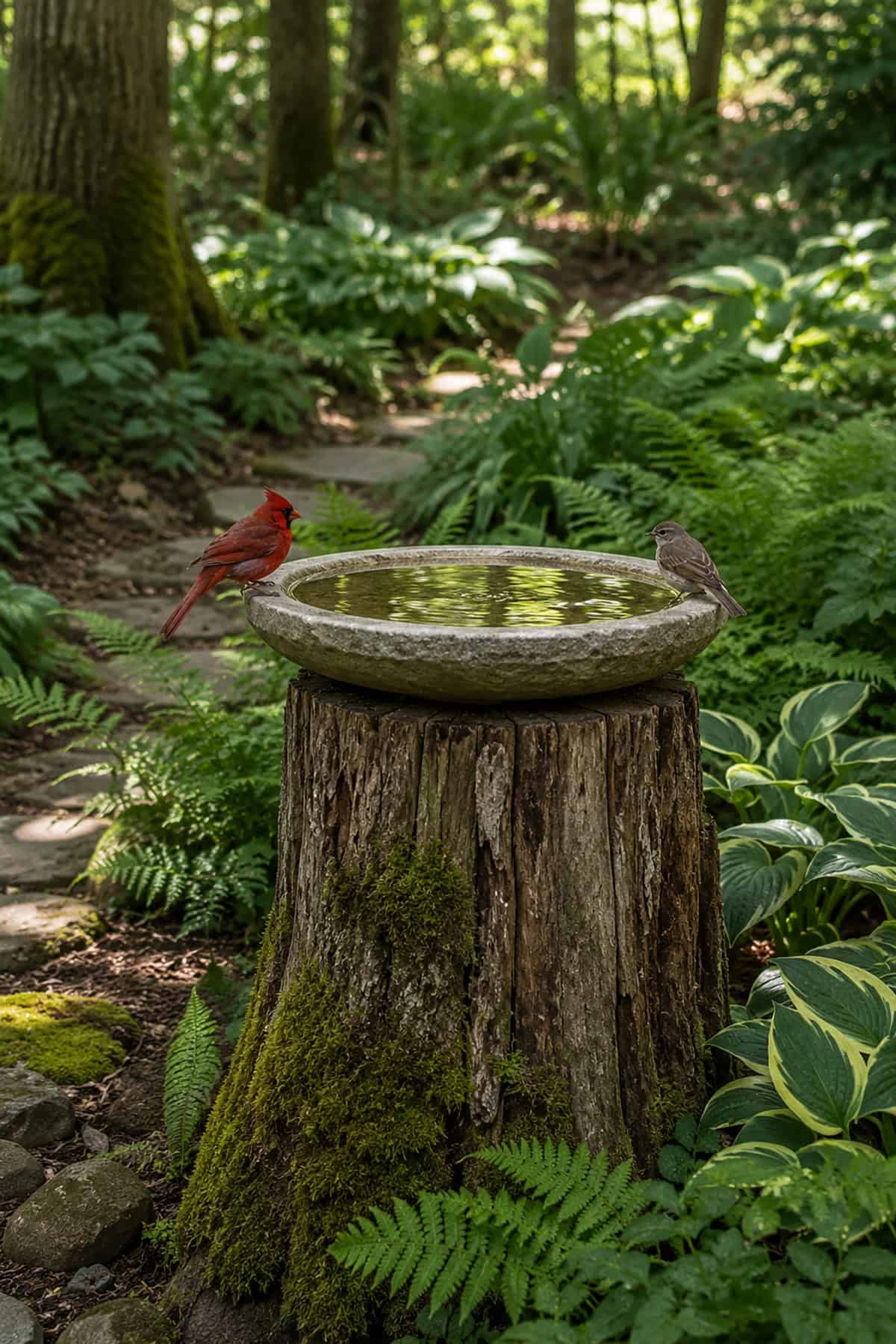 Tree Stump Bird Bath