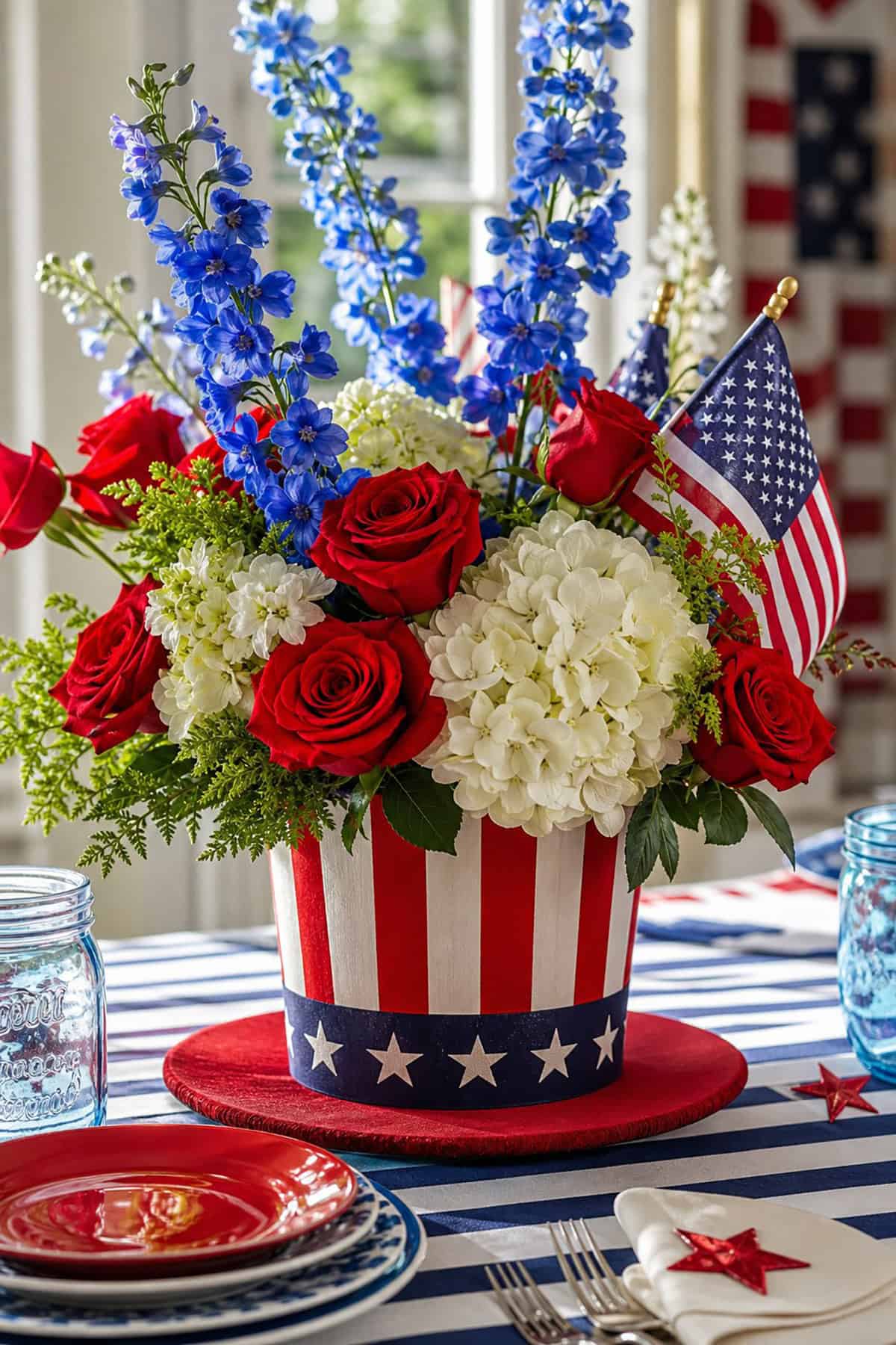 Uncle Sam Hat Floral Centerpiece