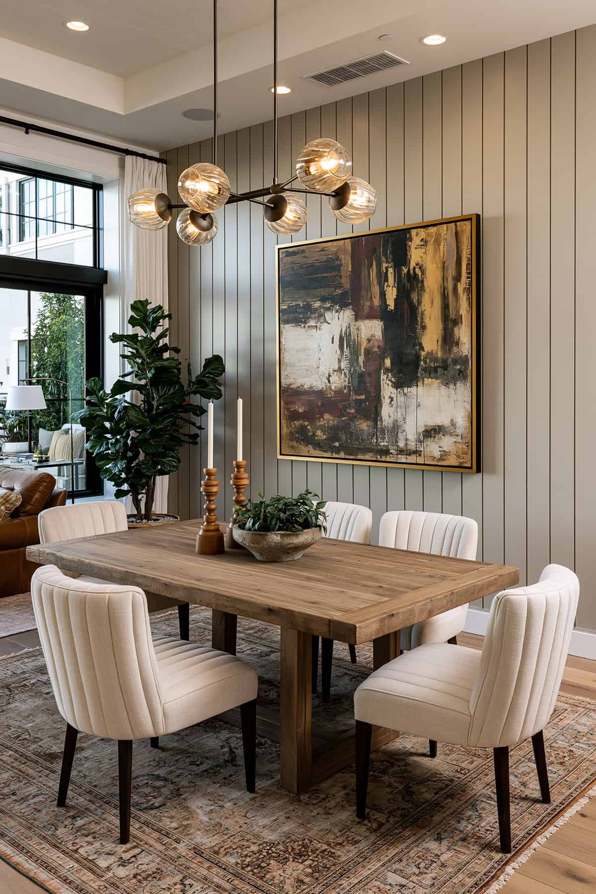Vertical Shiplap Dining Room Statement Wall
