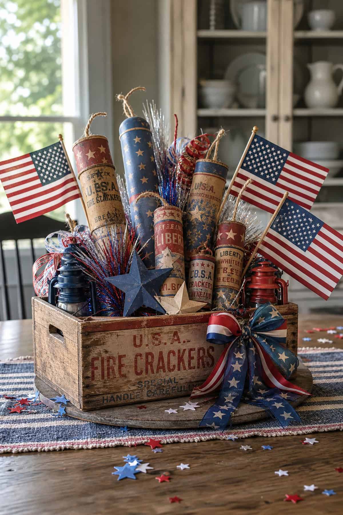 Vintage Firecracker Crate Centerpiece