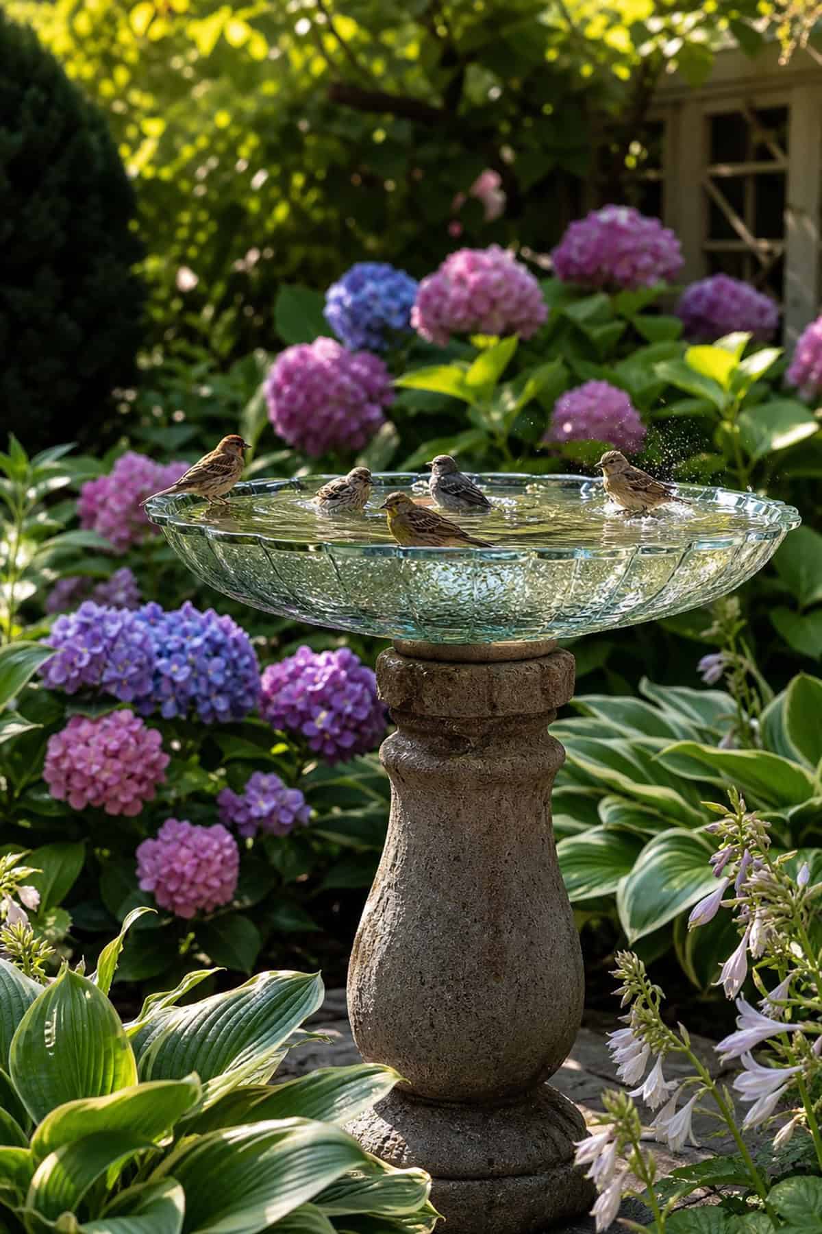 Vintage Glass Bowl Bird Bath