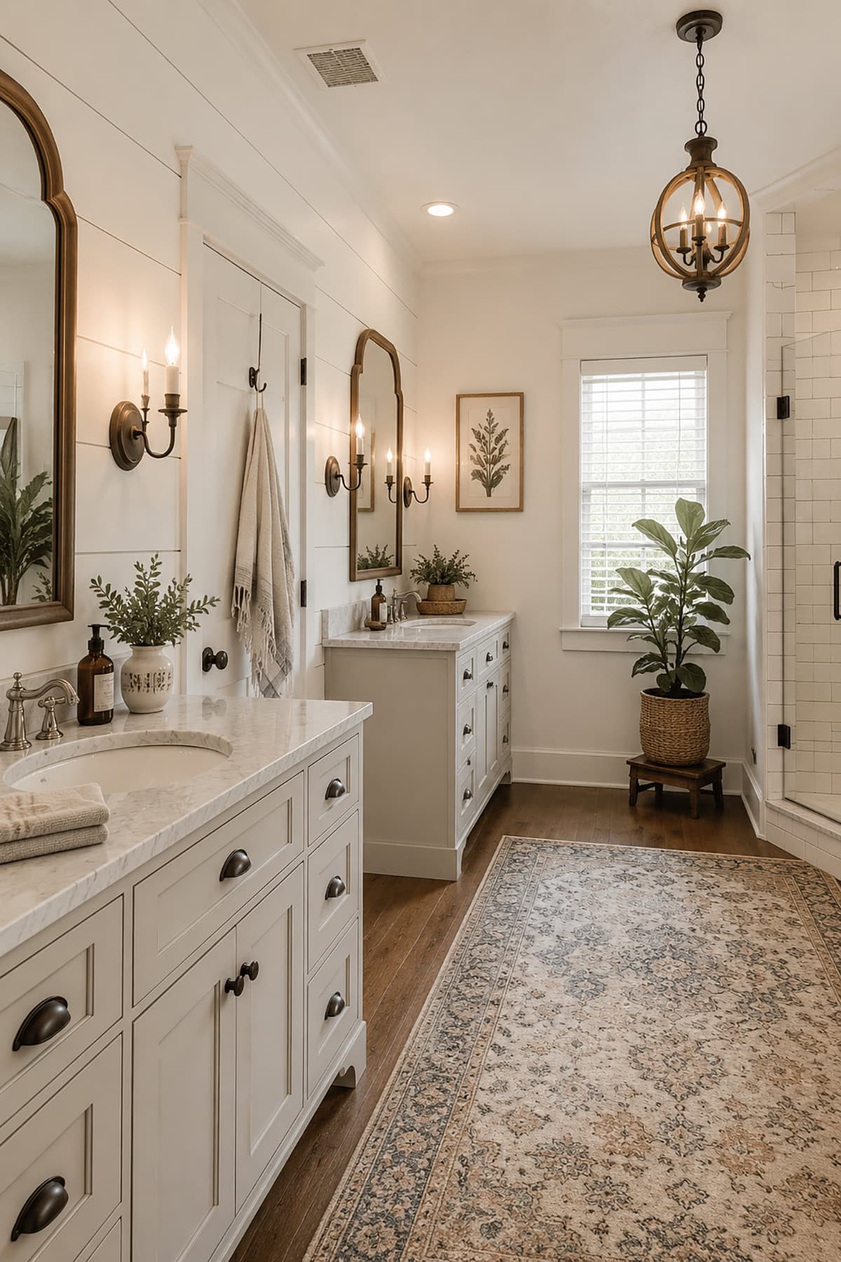 White Cabinet with Vintage Rug