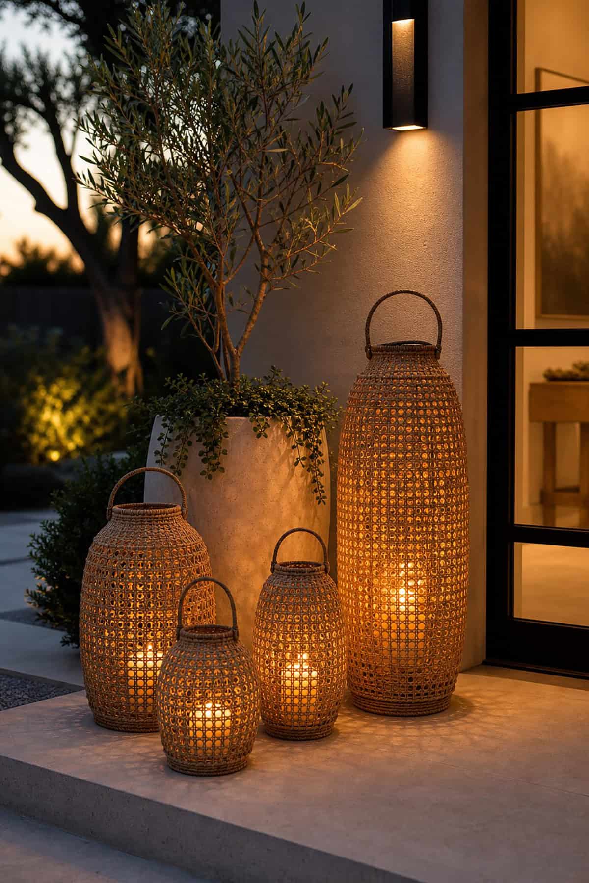Woven Basket Lantern Grouping