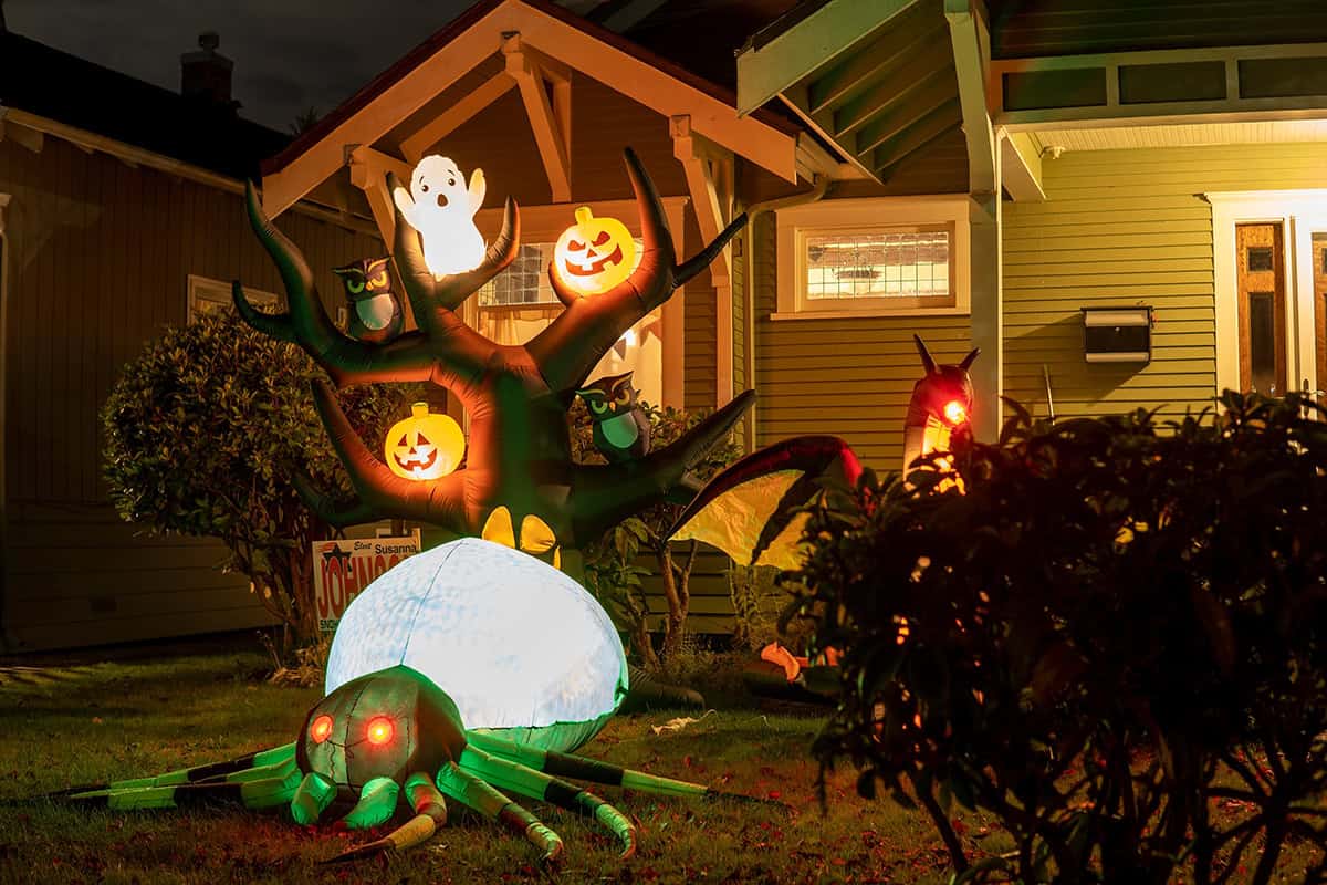 An Inflatable Halloween Creature Garden