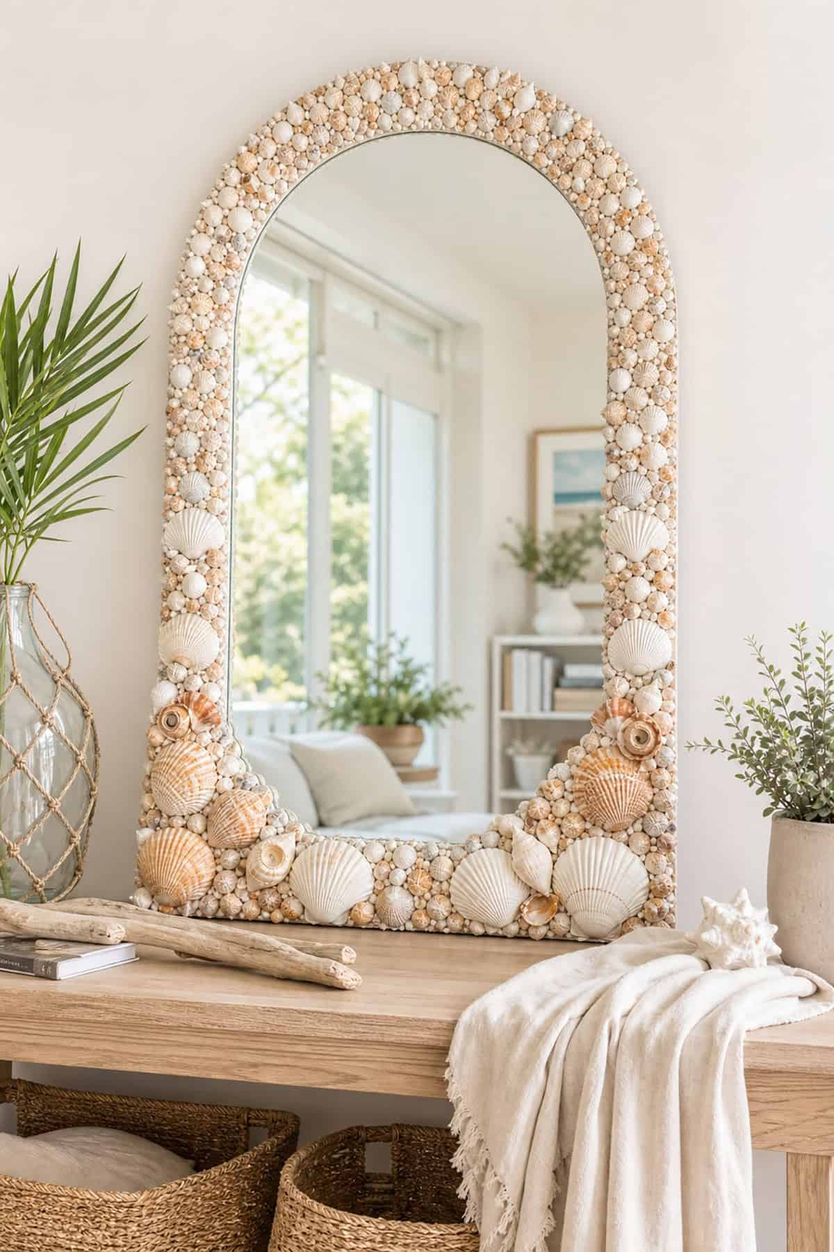Arched Seashell Mosaic Mirror