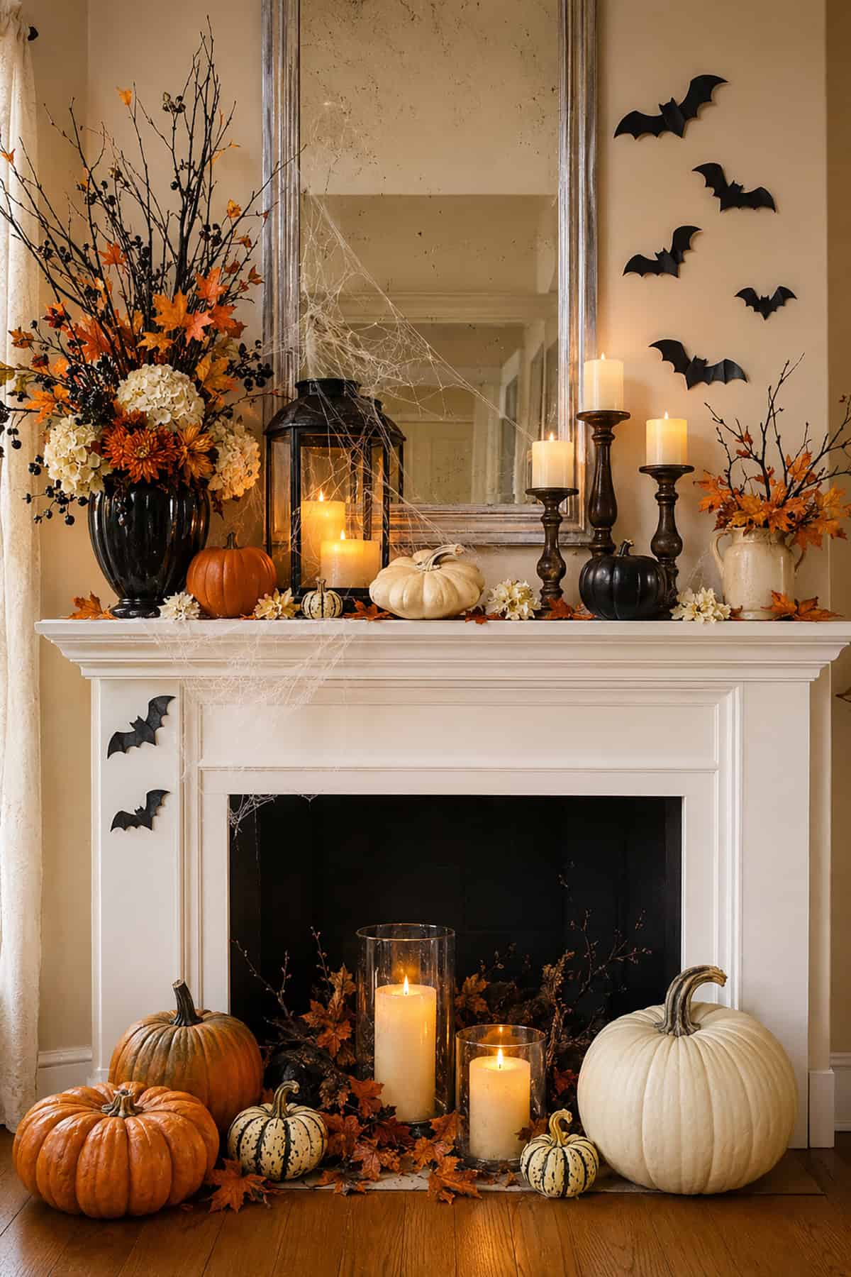 Autumn Flowers With Spooky Bats