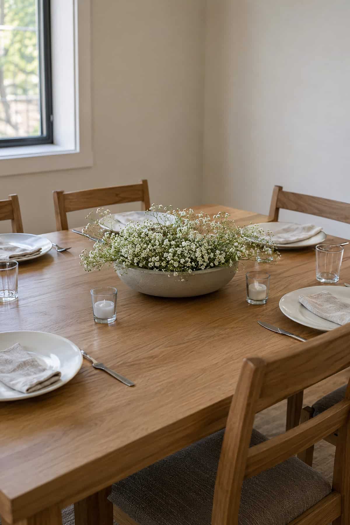 Baby’s Breath In A Concrete Bowl