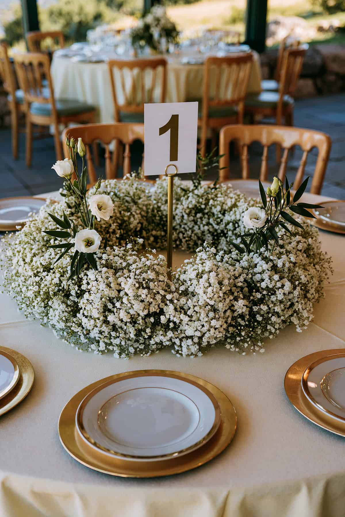 Baby’s Breath Wreath With A Table Number