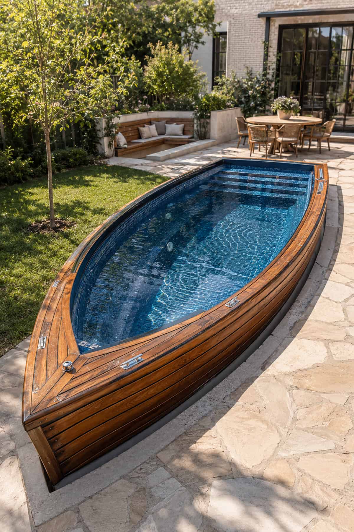 Boat Inspired Mini Pool With Teak Detailing