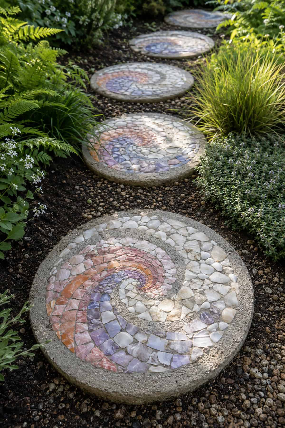 Broken Shell Mosaic Stepping Stone