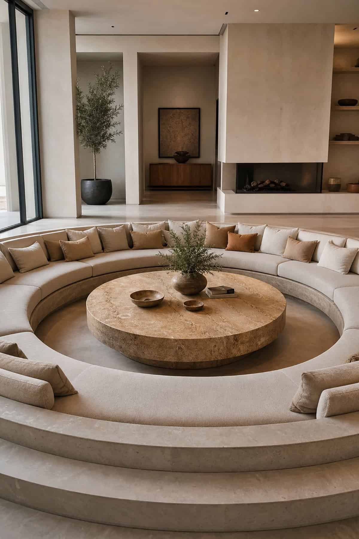 Circular Conversation Pit Around A Coffee Table