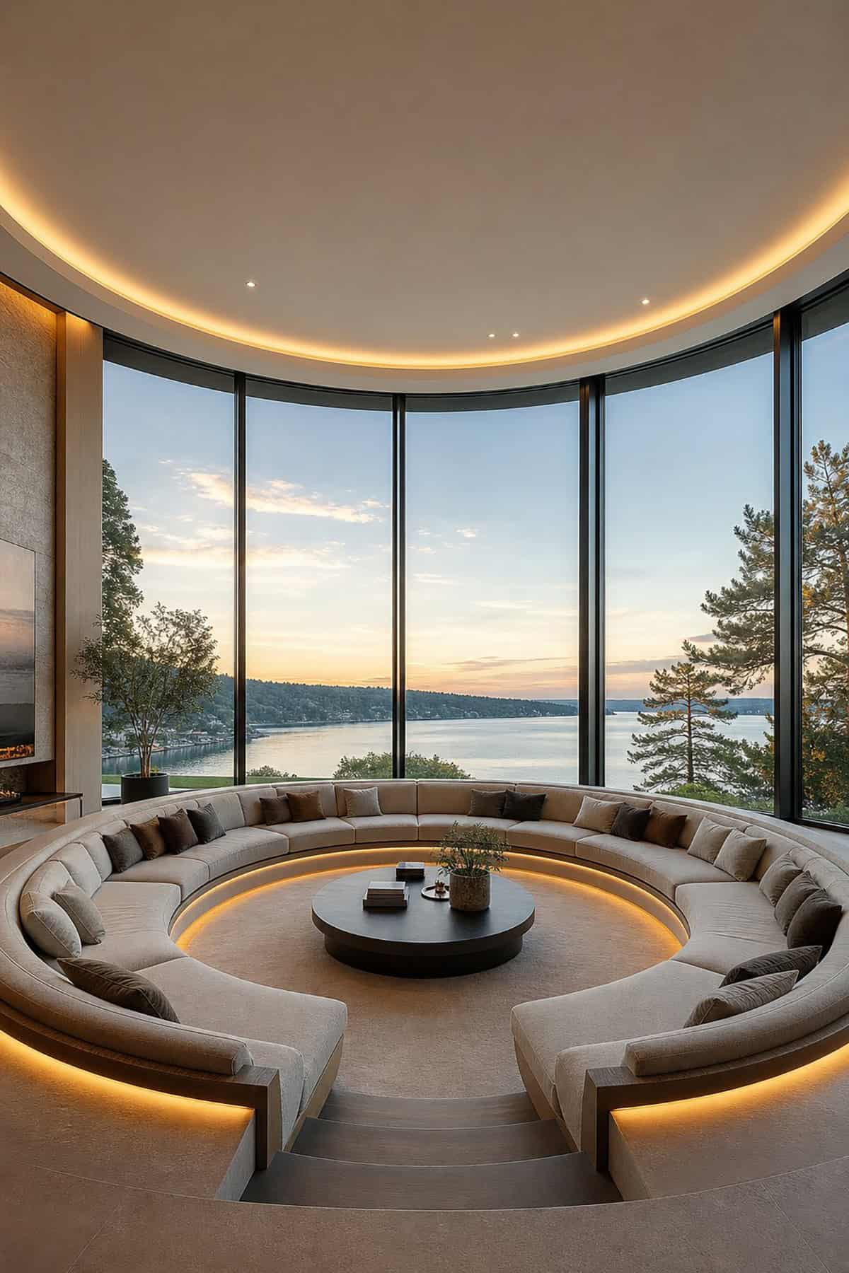Circular Conversation Pit With Curved Seating