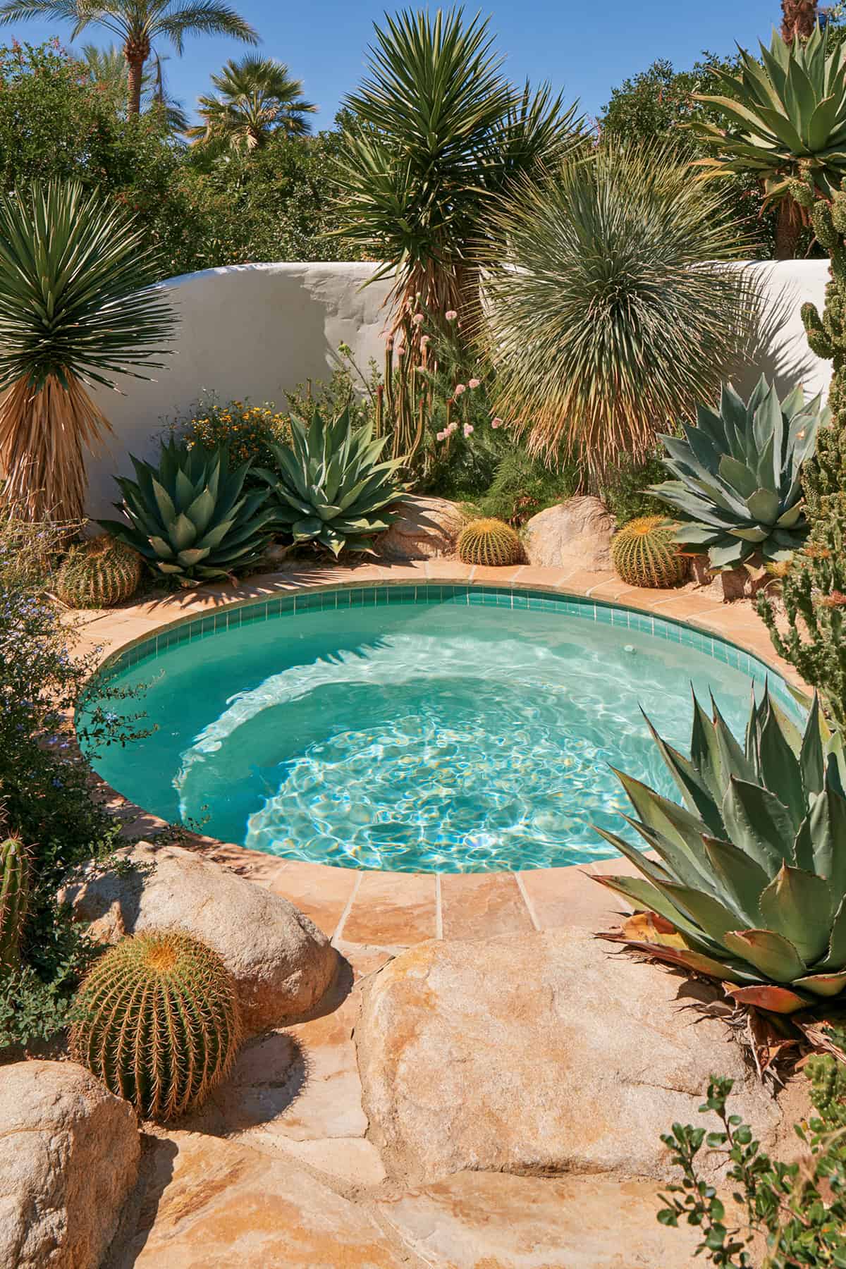 Circular Mini Pool In A Desert Garden