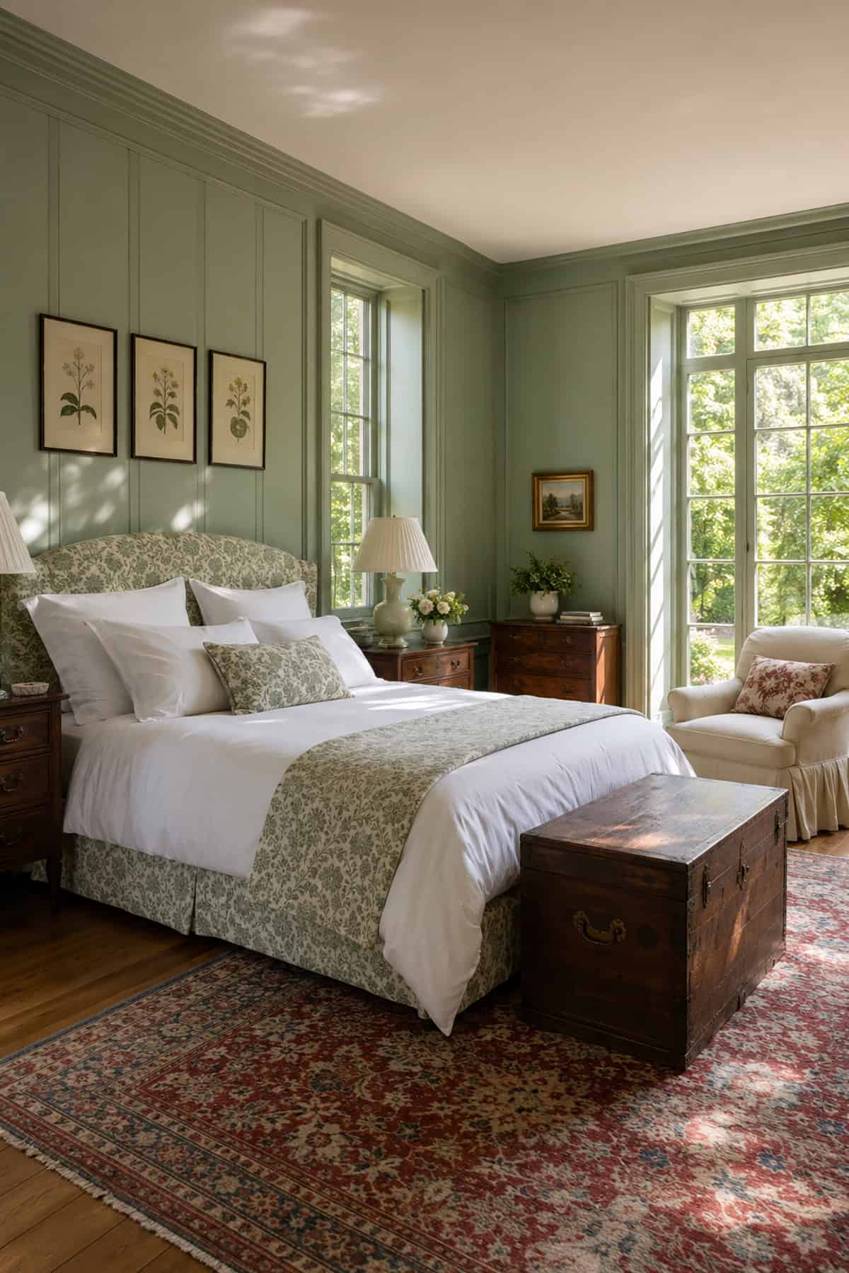 Country House Bedroom In Celadon Gree