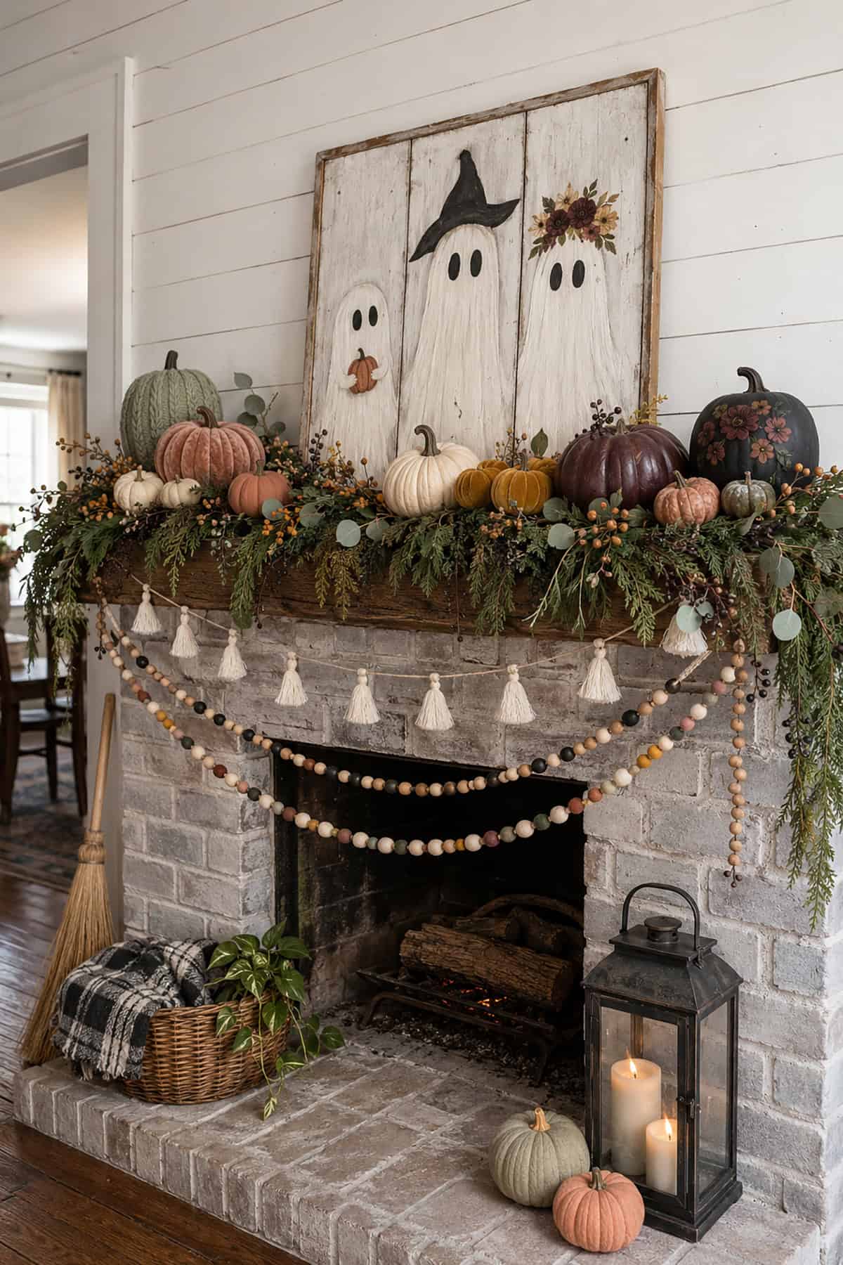Cute Farmhouse Ghost Mantel