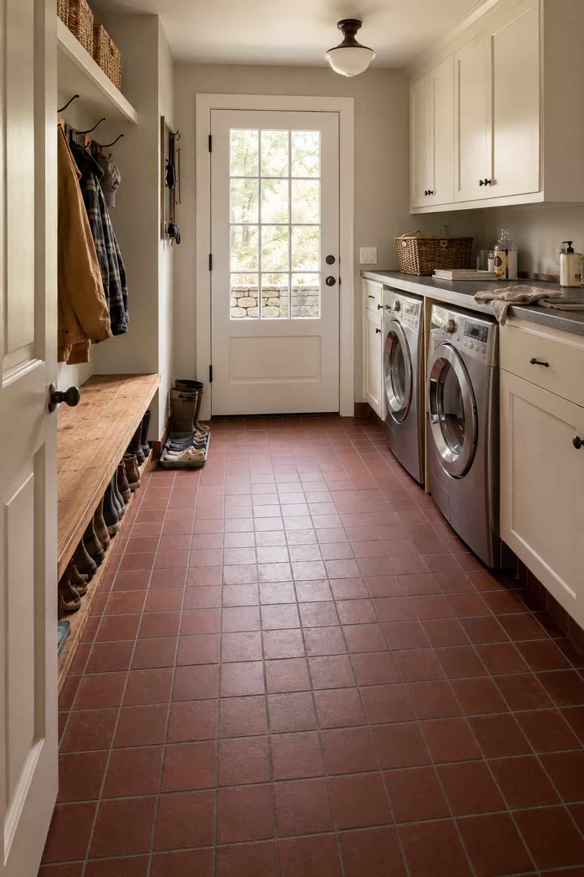 Deep Red Quarry Tile Flooring