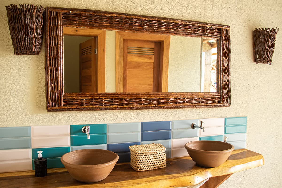 Double Earthenware Sinks And Natural Wood