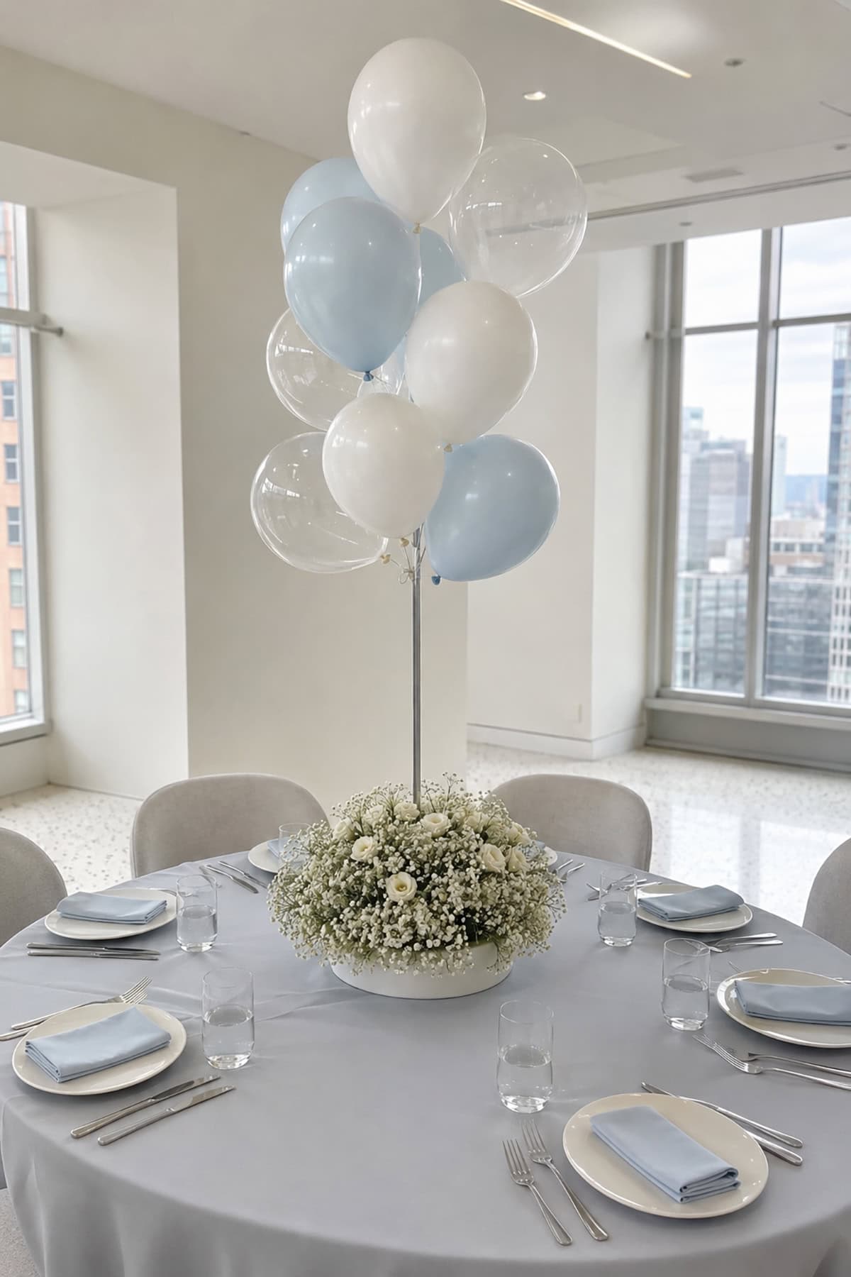 Floating Balloons Over Baby’s Breath