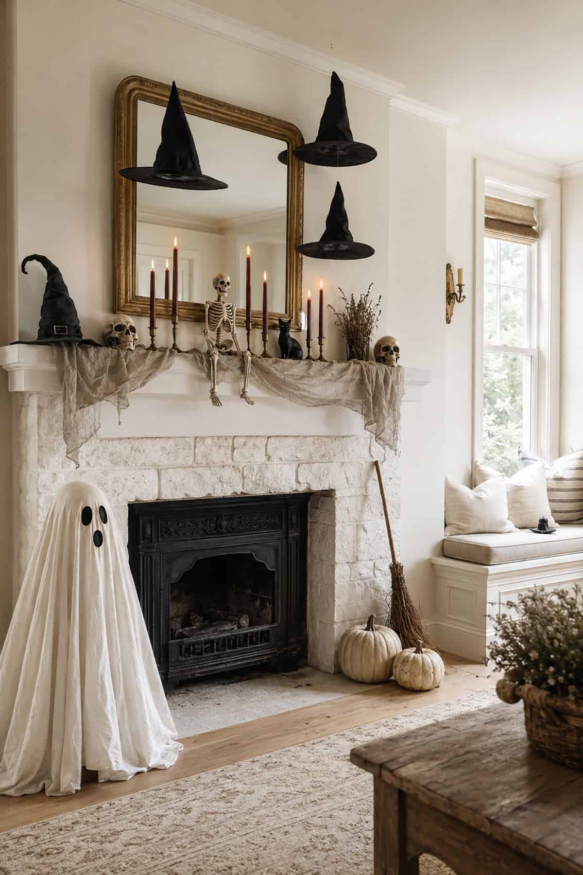 Floating Witch Hat Mantel Decor