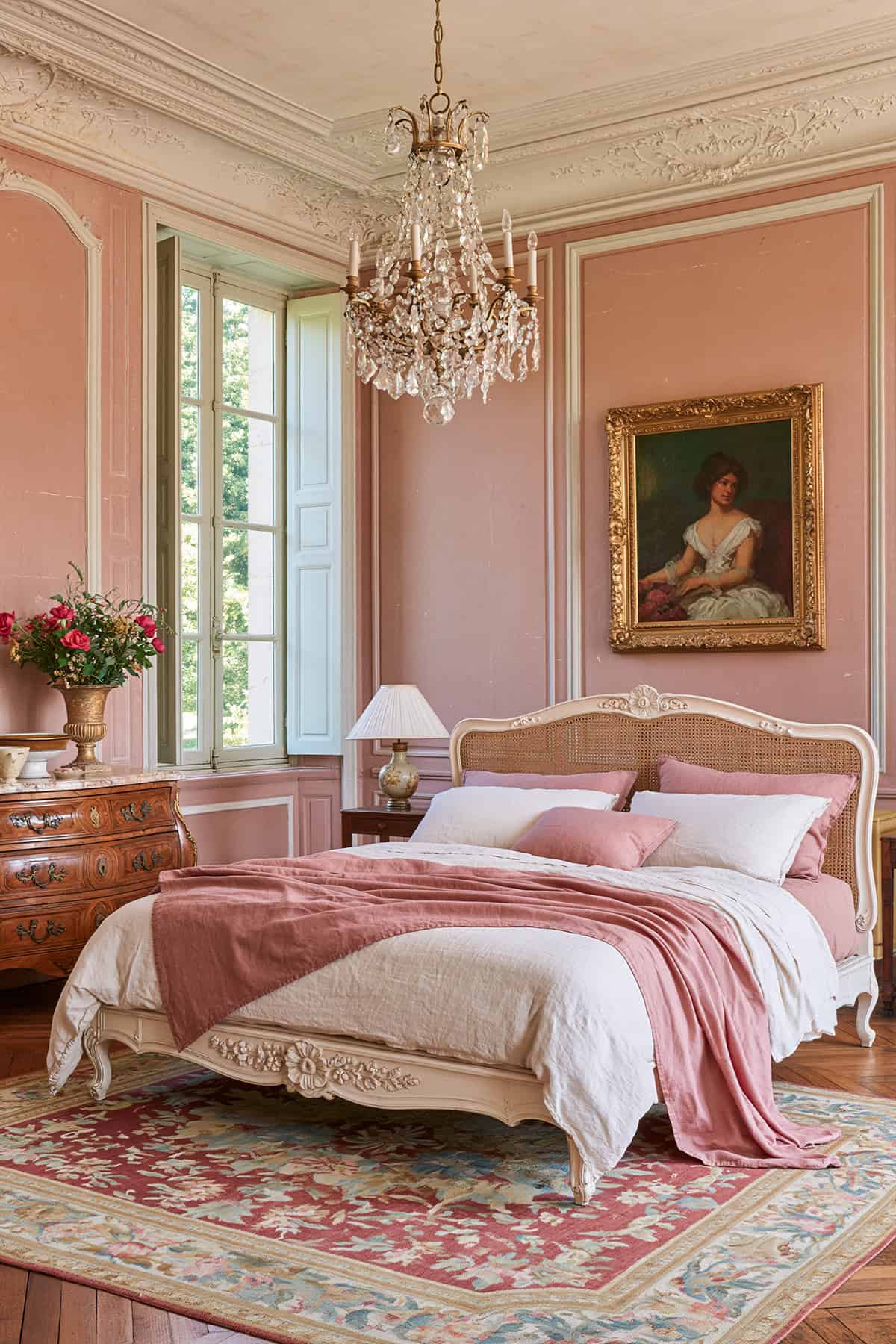 French Château Bedroom In Dusty Rose