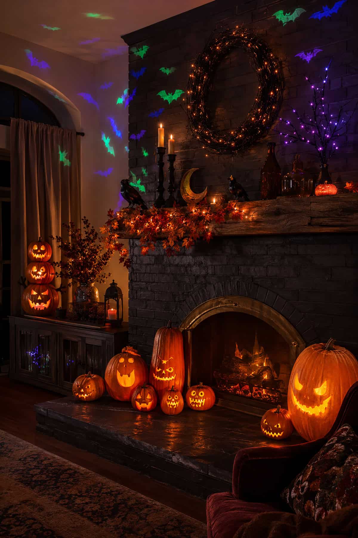 Glowing Jack O’ Lantern Mantel Display