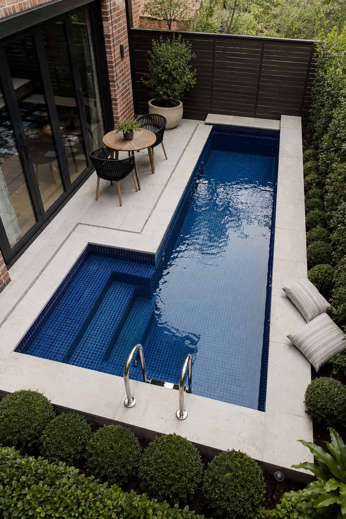 L Shaped Mini Pool Around A Patio Corner