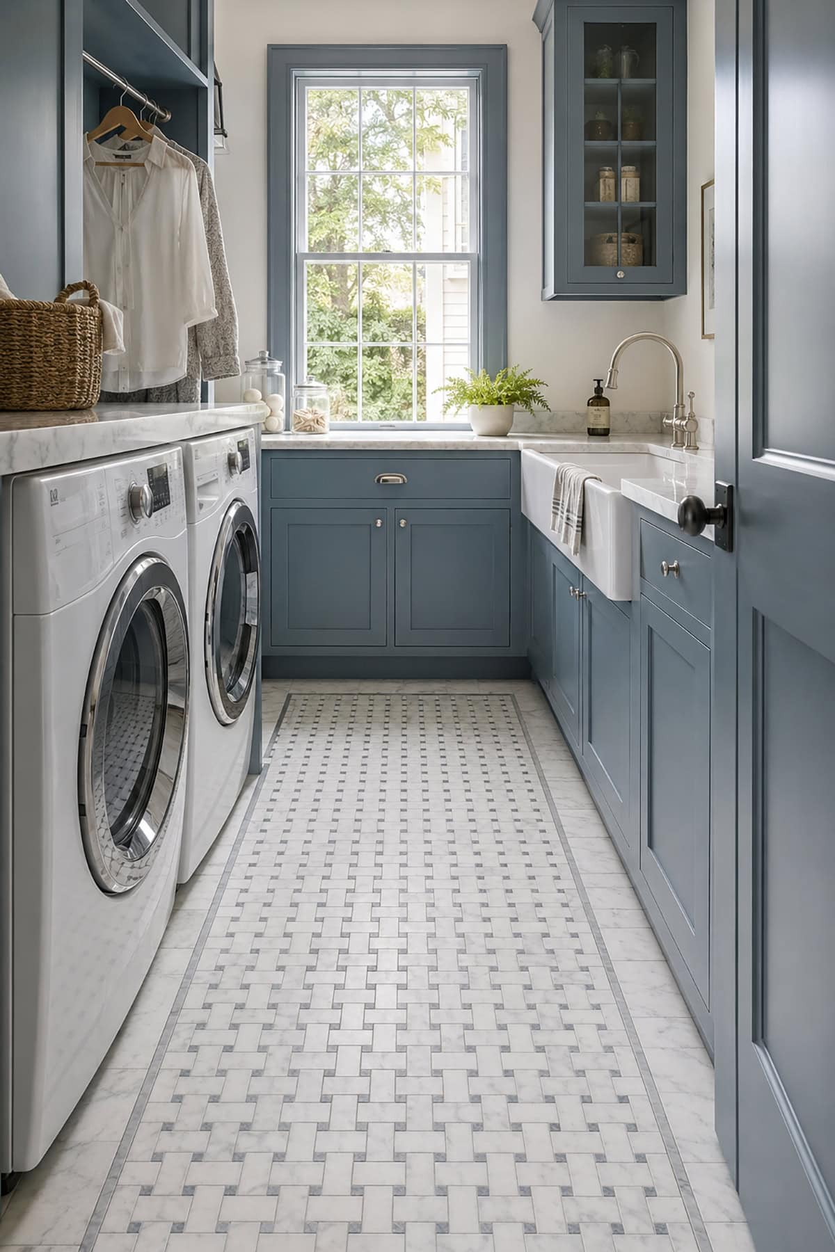 Marble Basketweave Mosaic Flooring