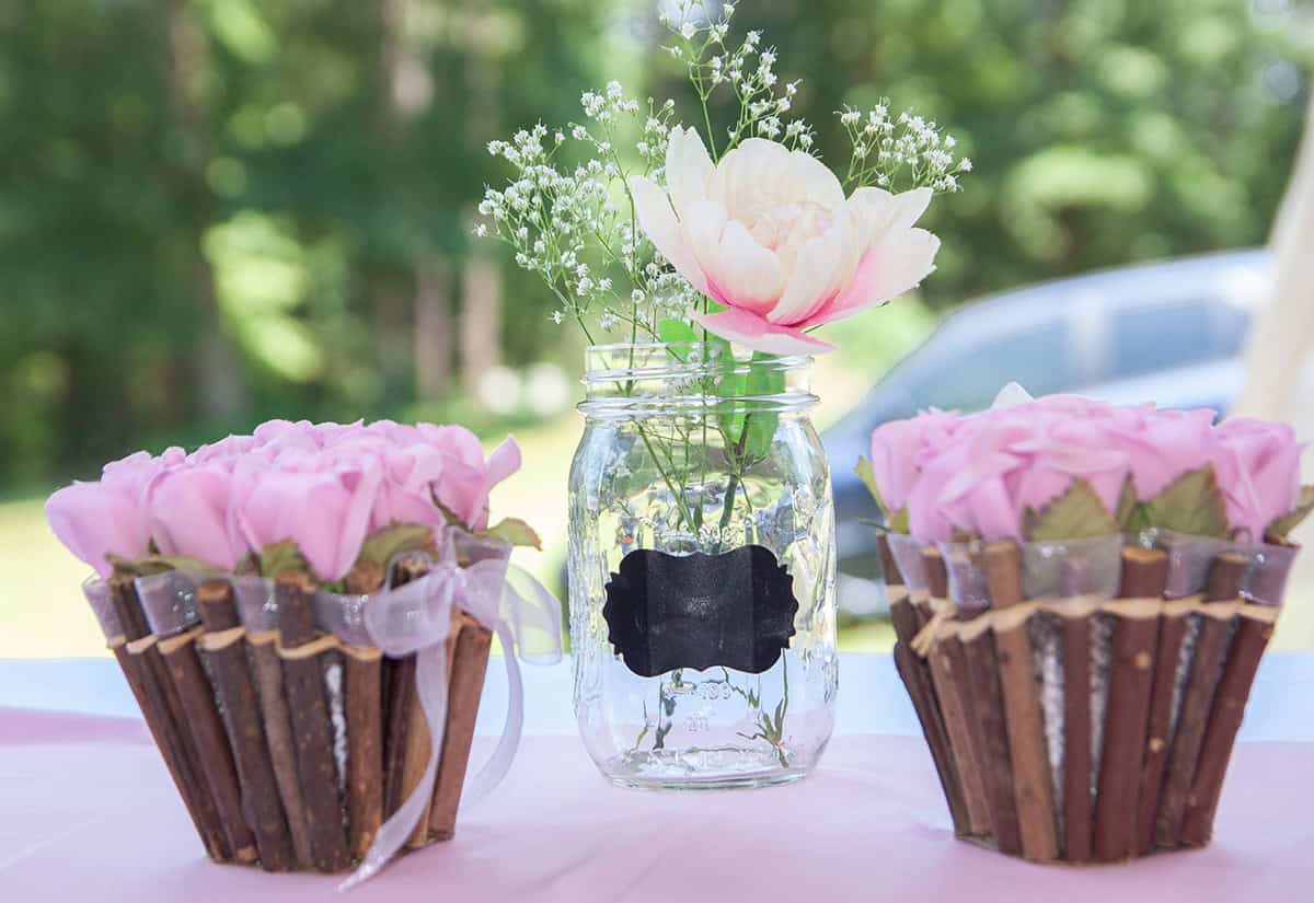 Mason Jar Baby’s Breath with Rustic Rose Pots