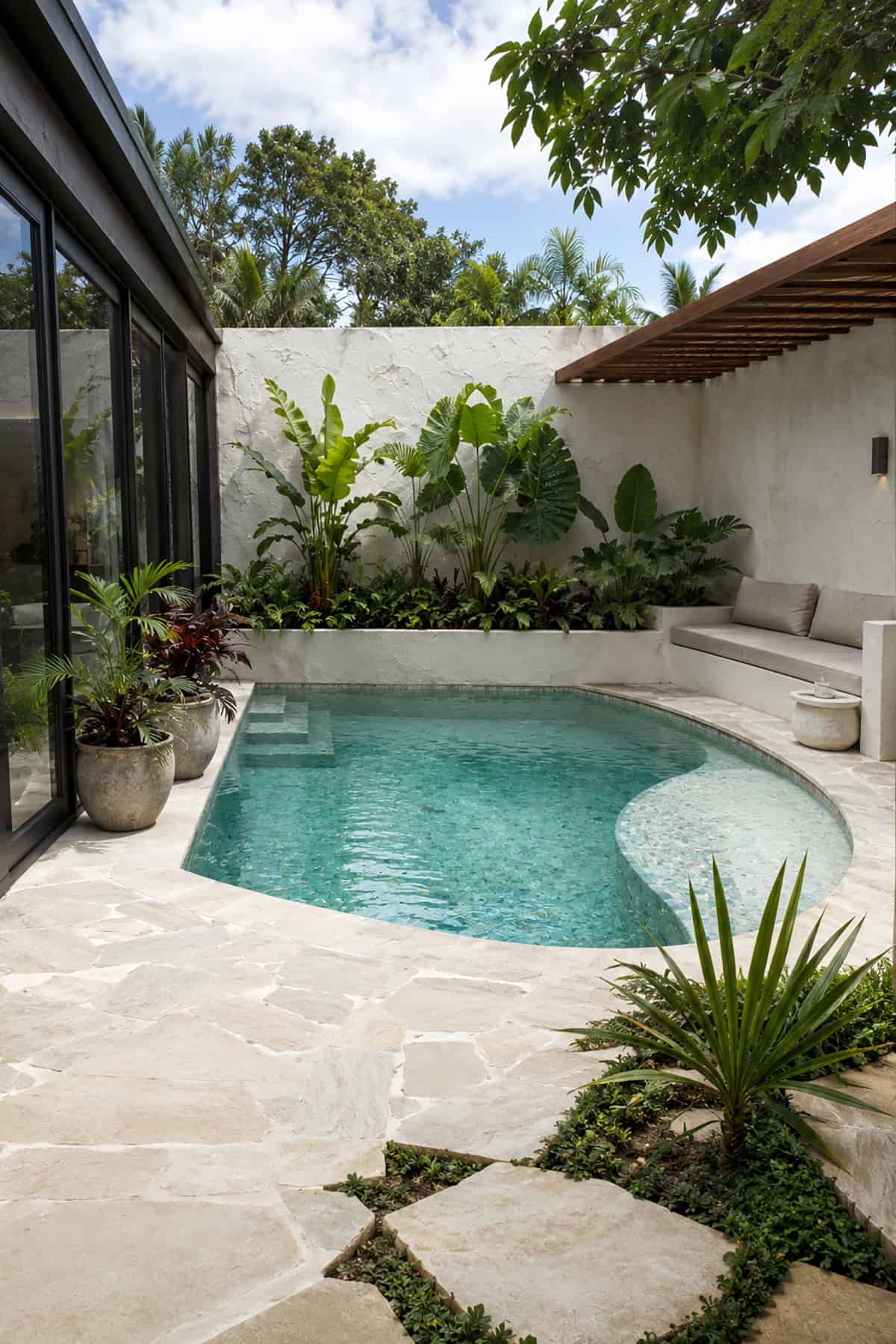 Modern Tropical Courtyard Mini Pool