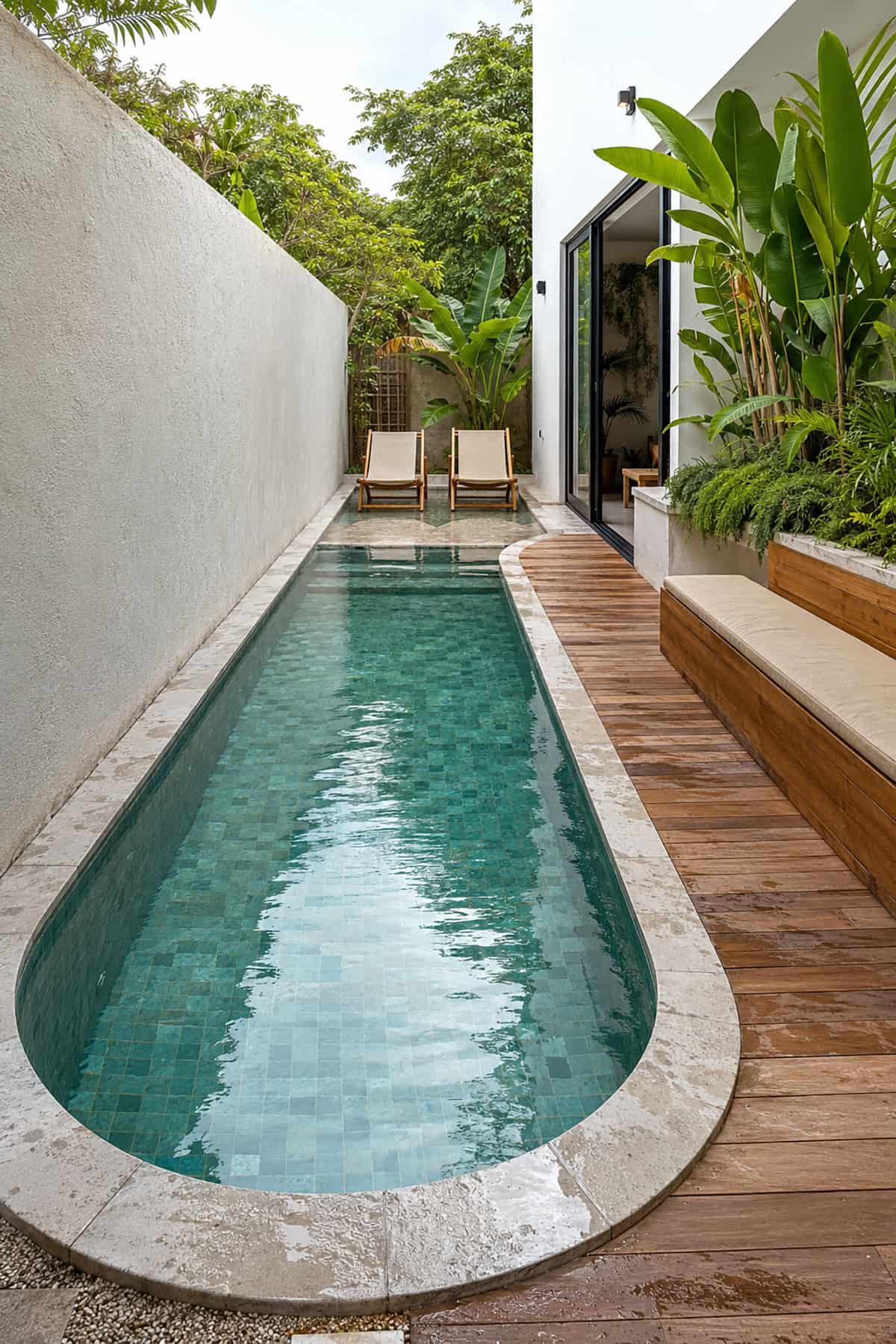 Narrow Courtyard Mini Pool With A Curved End