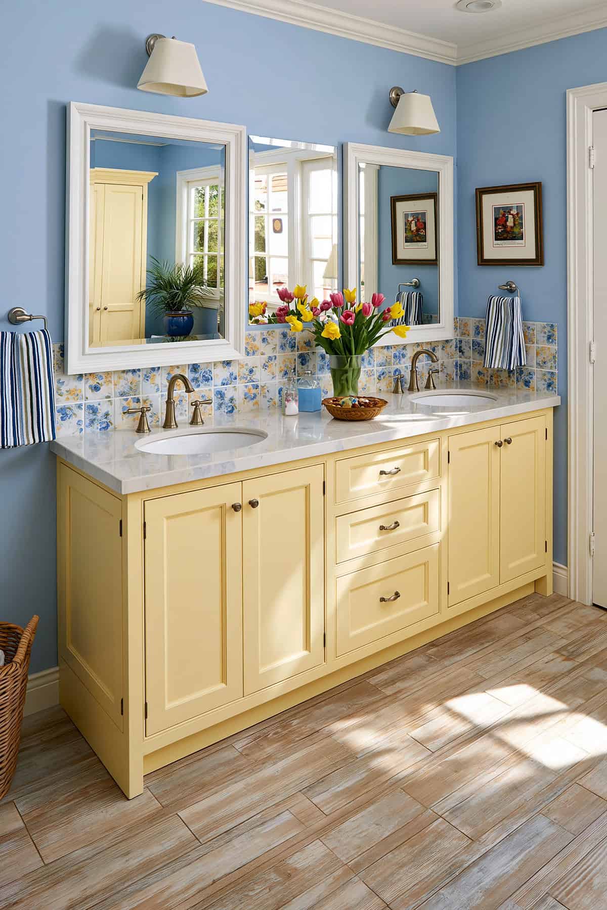 Pale Yellow Double Vanity