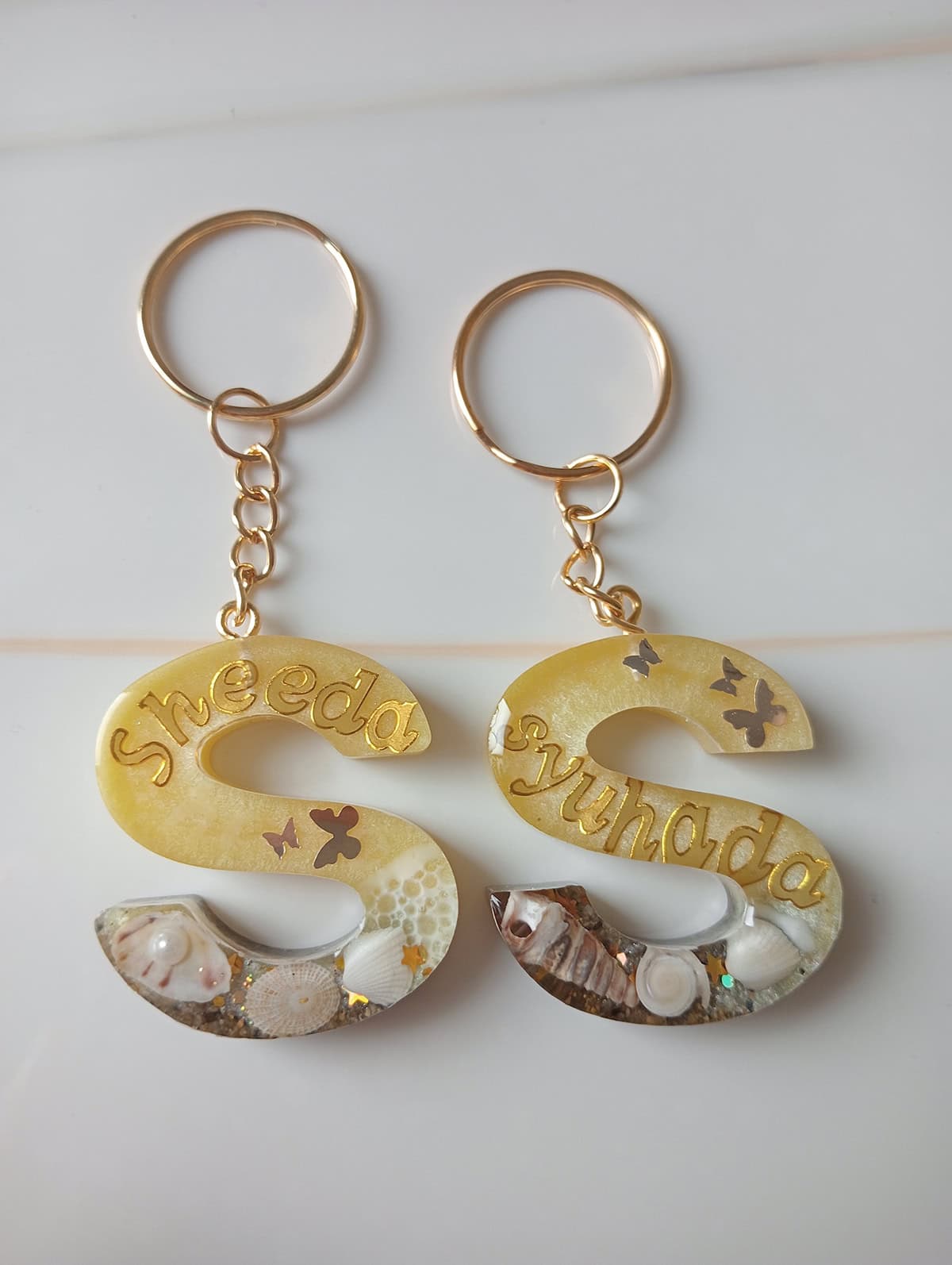 Personalized Seashell Resin Keychains