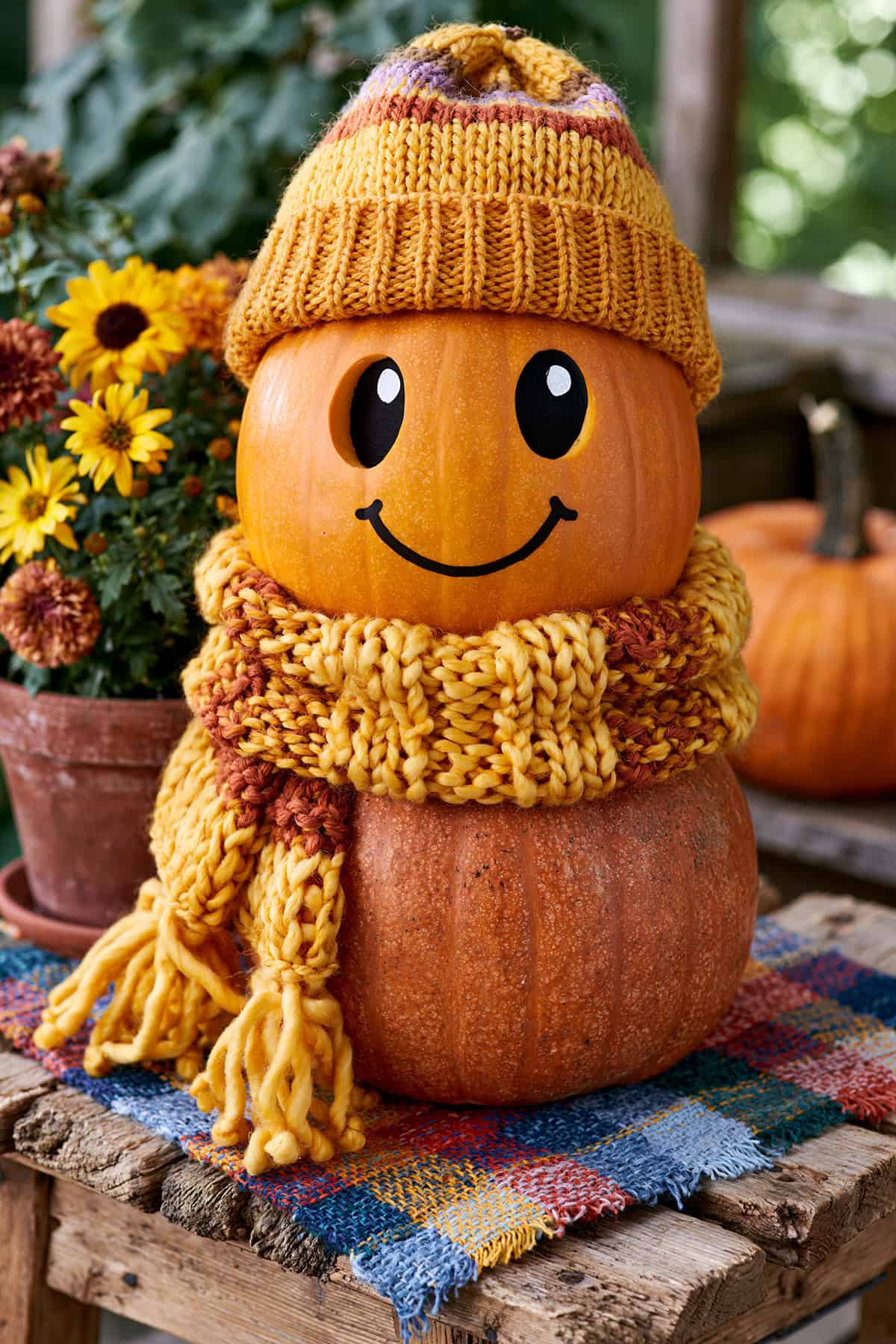 Pumpkin Wearing A Knit Scarf