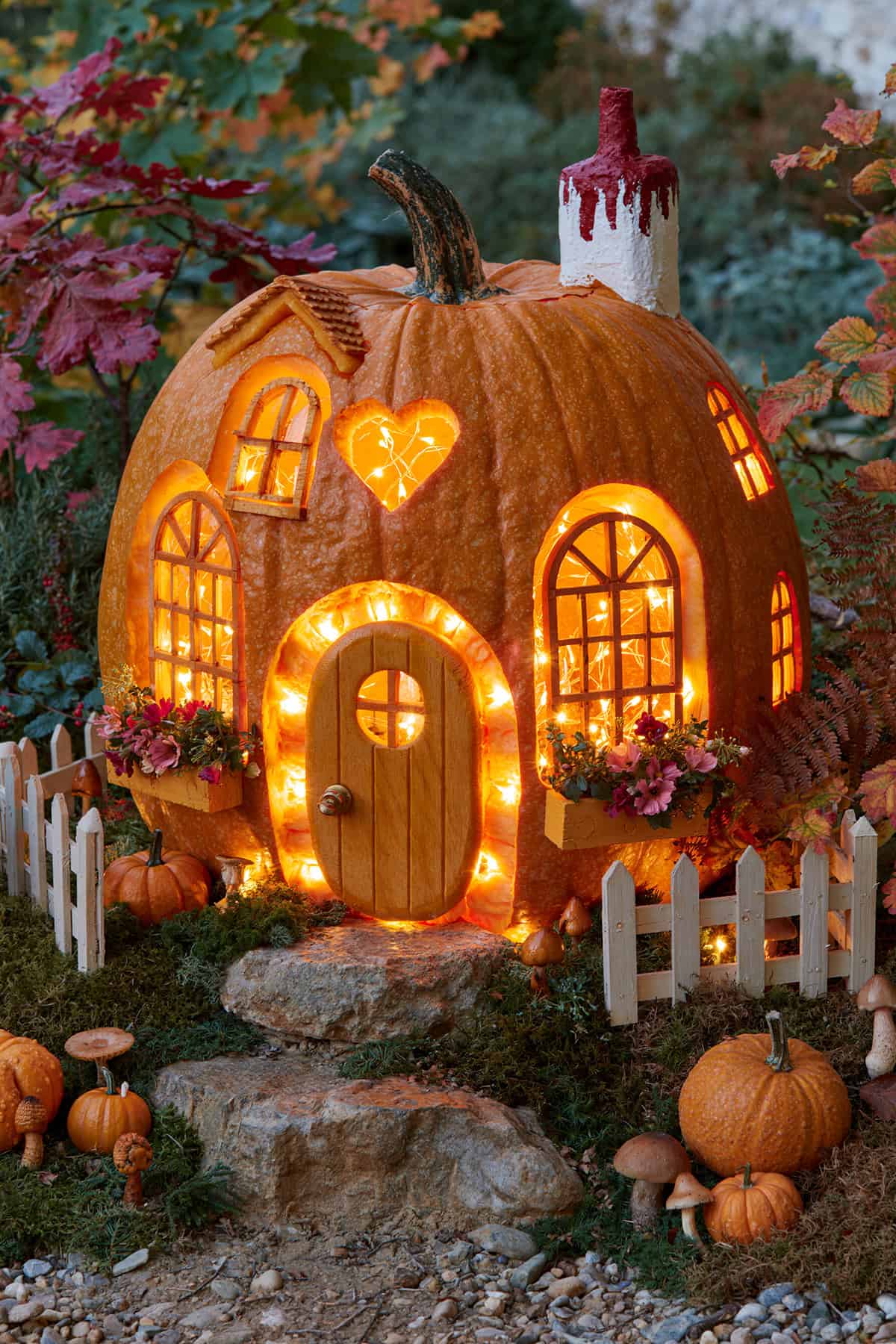 Pumpkin With Tiny Window Cottage