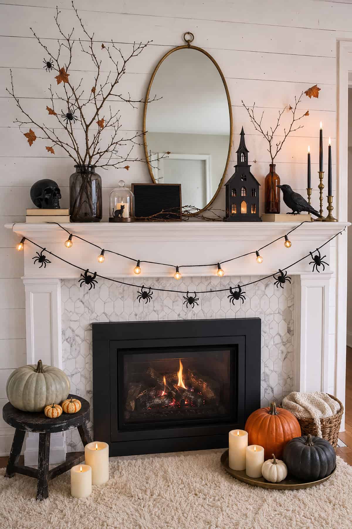 Pumpkins, Spiders, Bare Branches, and Candlelight