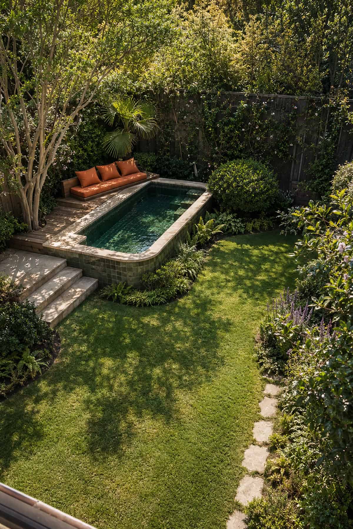 Raised Garden Mini Pool With A Timber Lounge