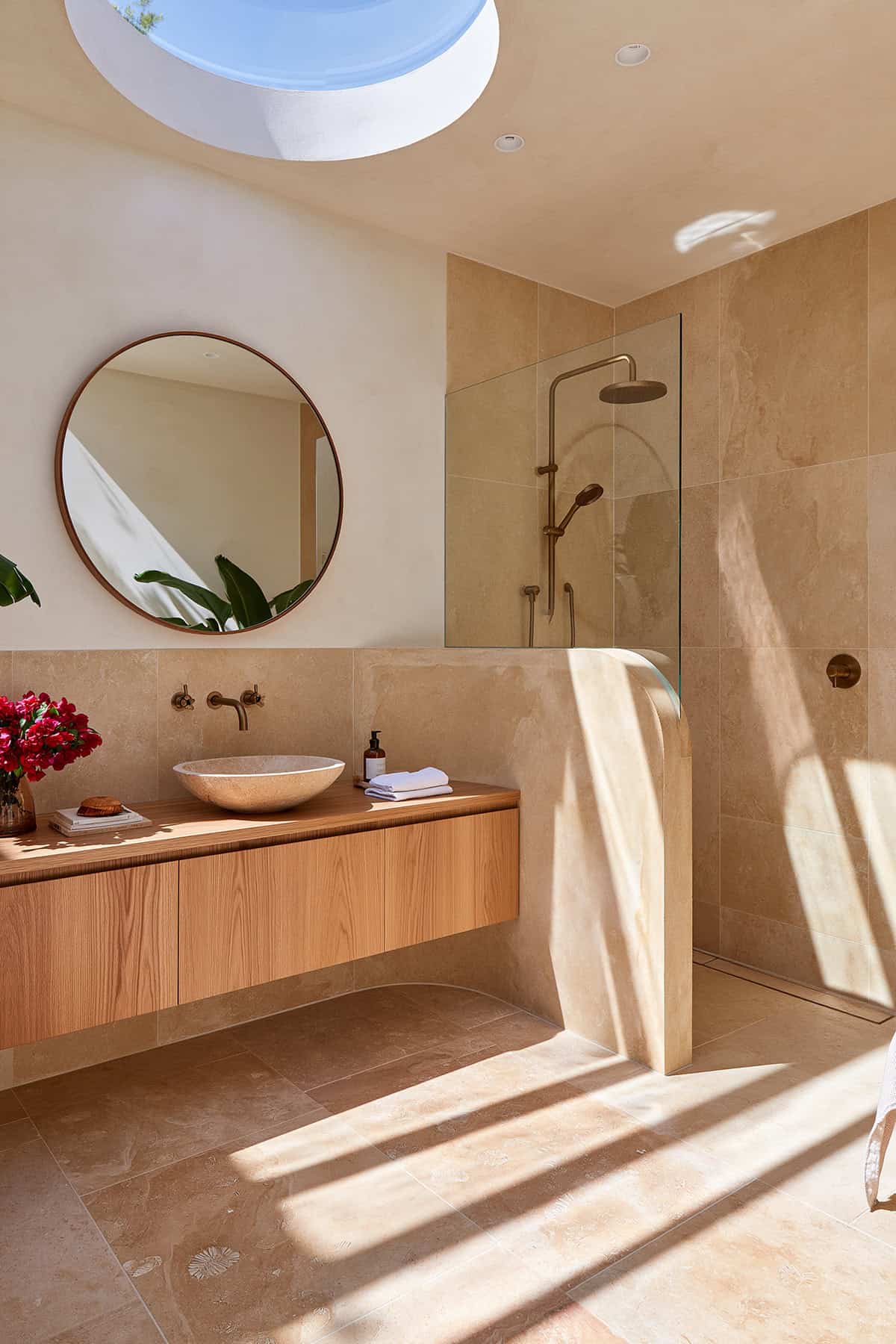 Sandstone Bathroom With A Curved Partition