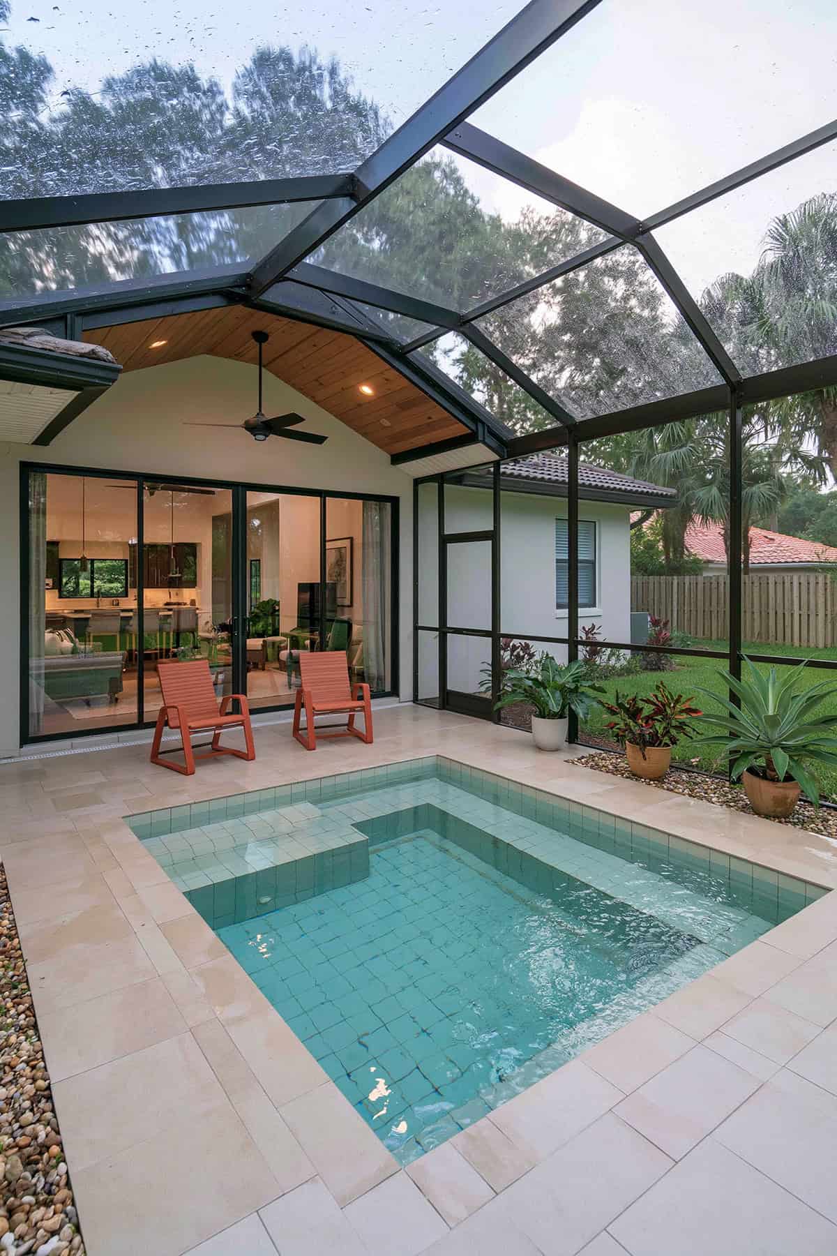 Screened Mini Pool For An All Weather Patio