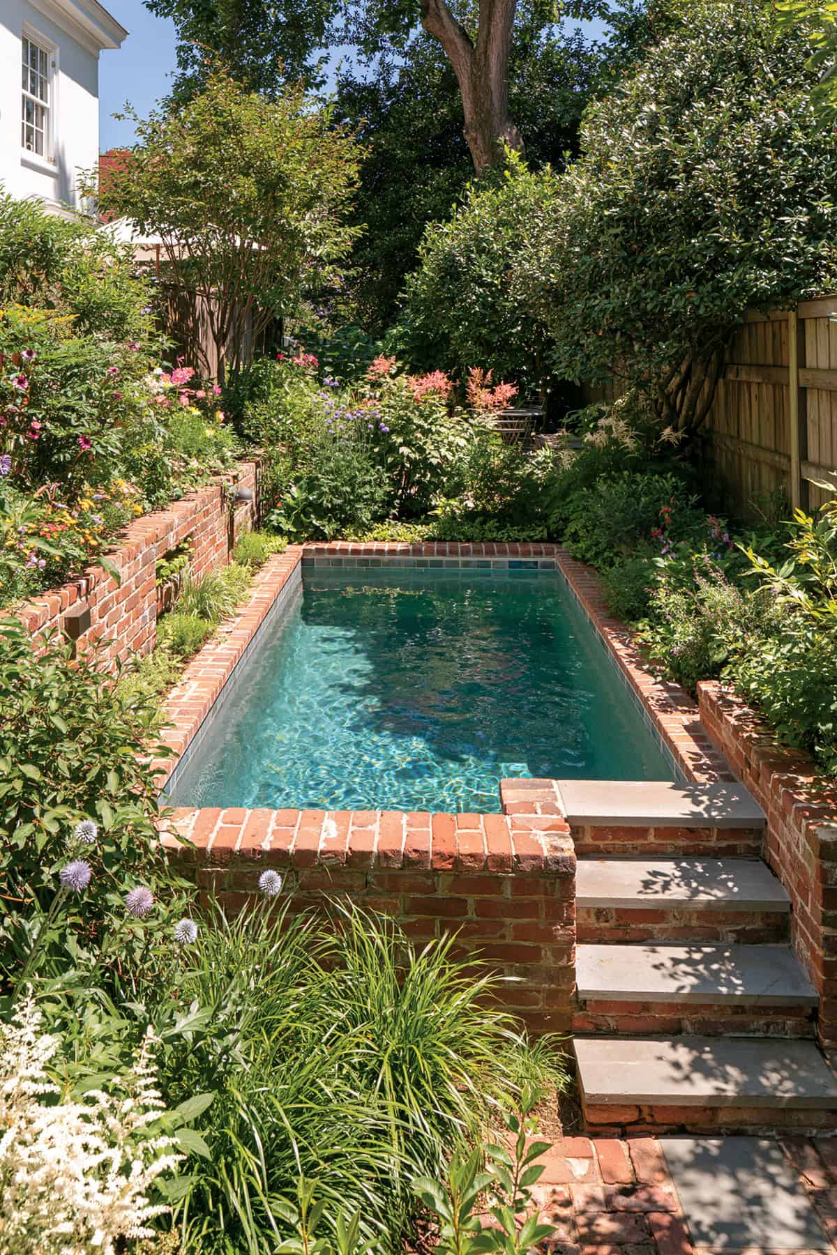 Sunken Brick Patio With A Mini Pool