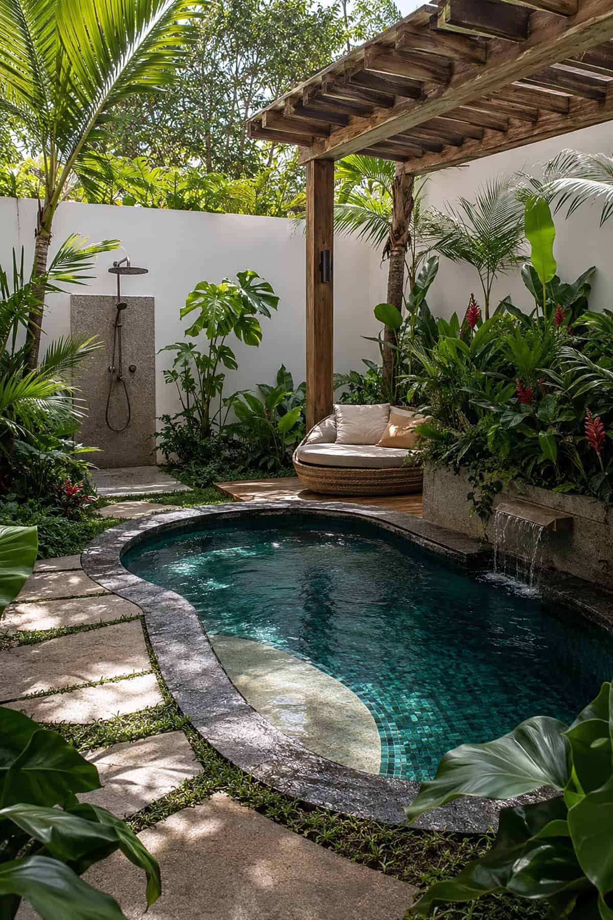 Tropical Mini Pool With A Private Outdoor Shower