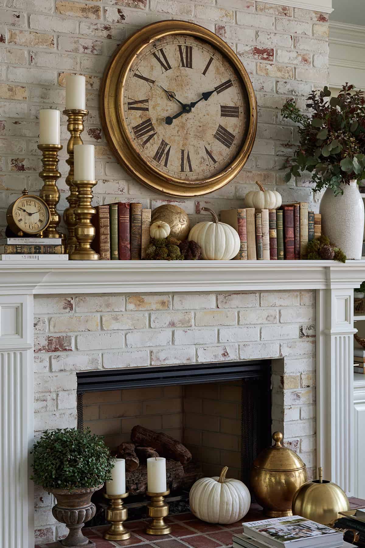 Vintage Clock And Candle Display